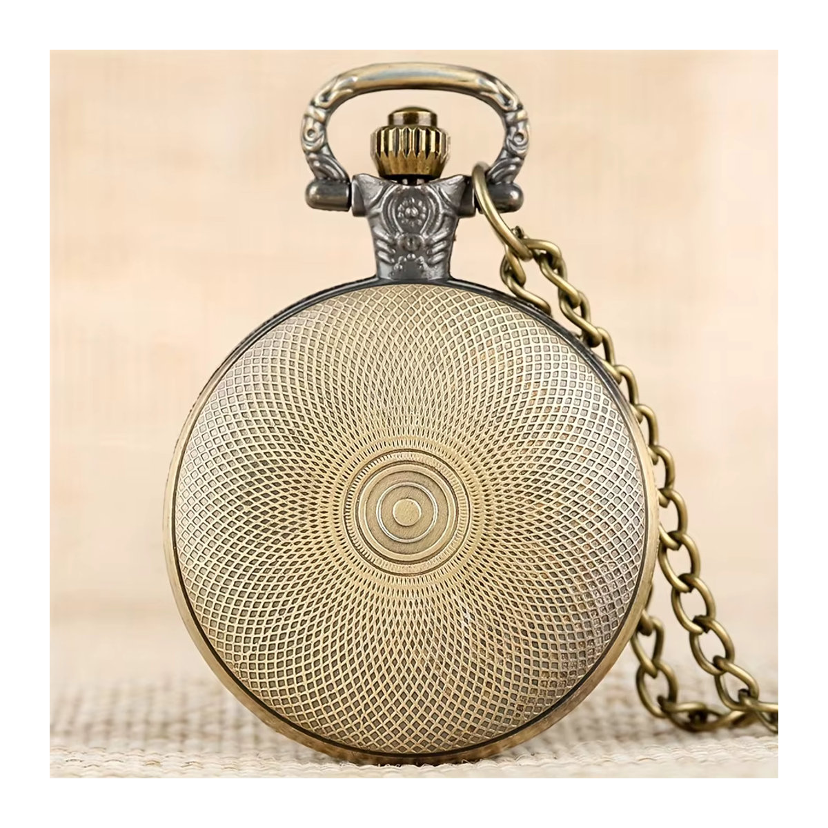 RUNERR Vintage Quarz Taschenuhr in Silber und Mehrfarbig mit abstraktem Design aus Metall - Bild 3