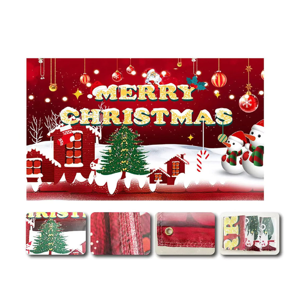 Runtow Frohe Weihnachten und Neujahr Banner Dekoration in Rot aus Textil für hängende Party Ornamente - Bild 3