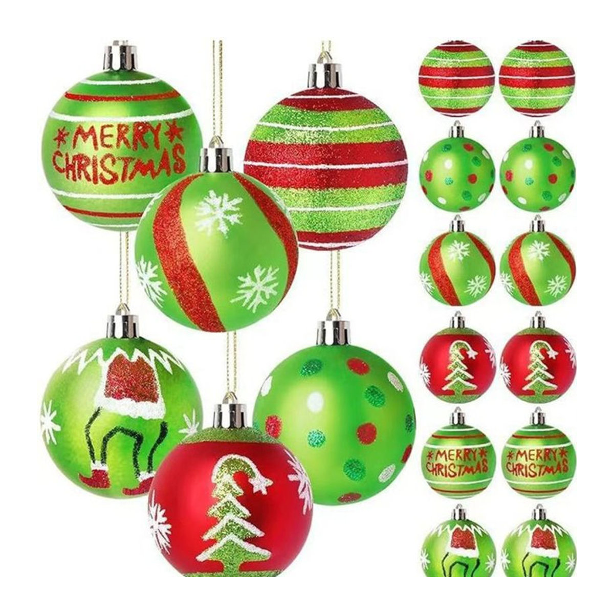 Runtowo 12 Stück Weihnachtskugeln mehrfarbig mit Schriftzug als Hängeornament für den Weihnachtsbaum, Durchmesser: 6 cm - Bild 1