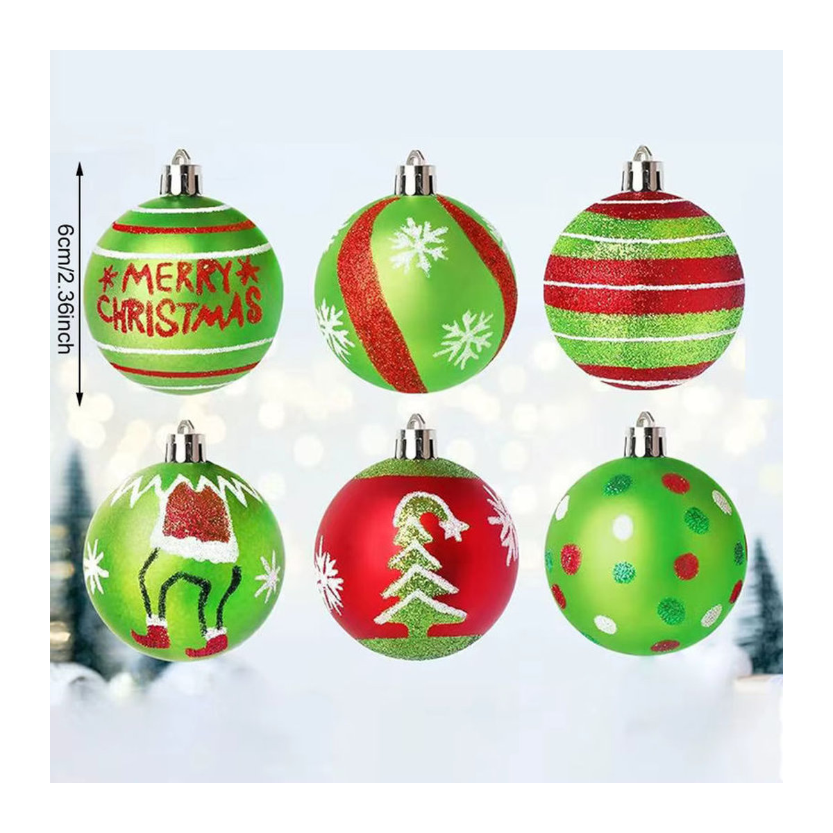 Runtowo 12 Stück Weihnachtskugeln mehrfarbig mit Schriftzug als Hängeornament für den Weihnachtsbaum, Durchmesser: 6 cm - Bild 3