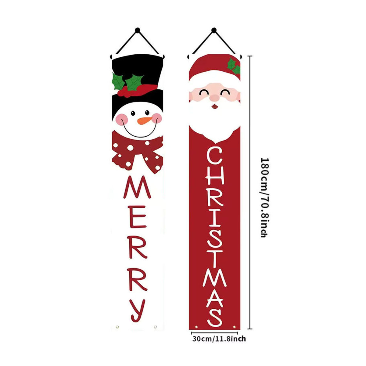 Runtowo 2 Stück Weihnachtsmann und Schneemann Türbanner aus Textil, mehrfarbig, B: 30 cm, H: 180 cm - Bild 5