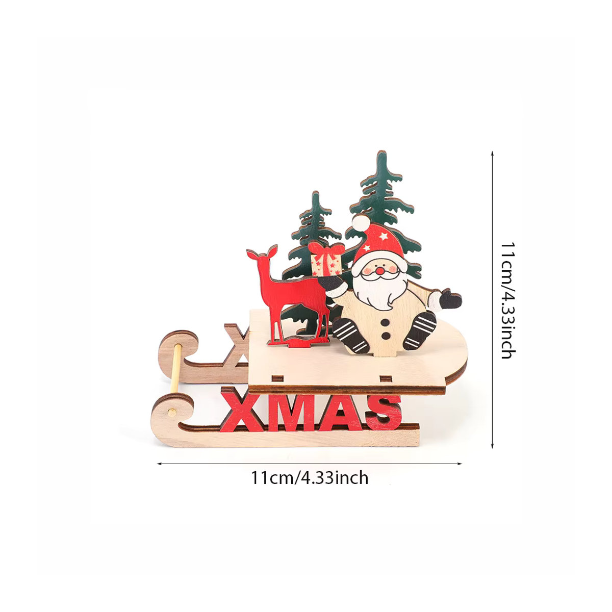 Runtowo Weihnachts-Holzschlitten als DIY-Dekoration für Zuhause in Landhaus-Optik, mehrfarbig - Bild 4