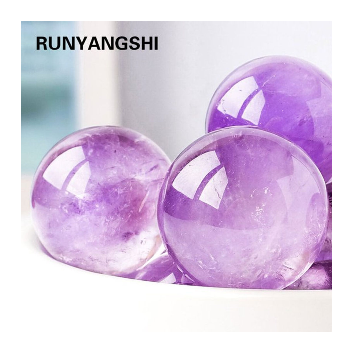 Runyangshi Amethyst-Kristallkugel aus natürlichem brasilianischem Stein, lila, rund - Bild 1