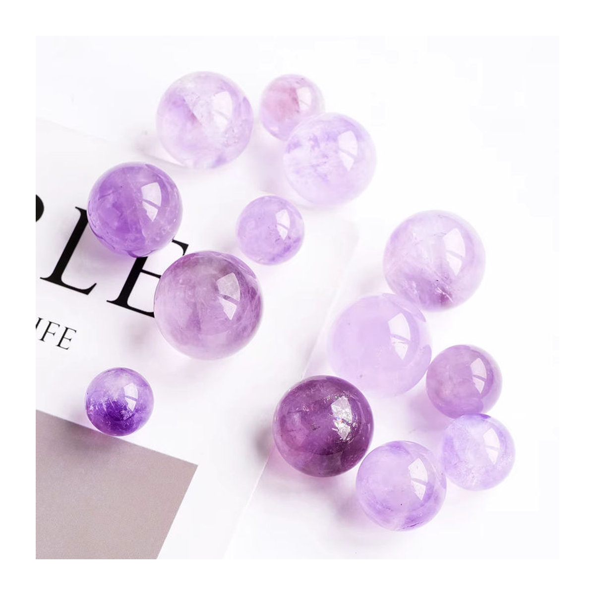 Runyangshi Amethyst-Kristallkugel aus natürlichem brasilianischem Stein, lila, rund - Bild 4