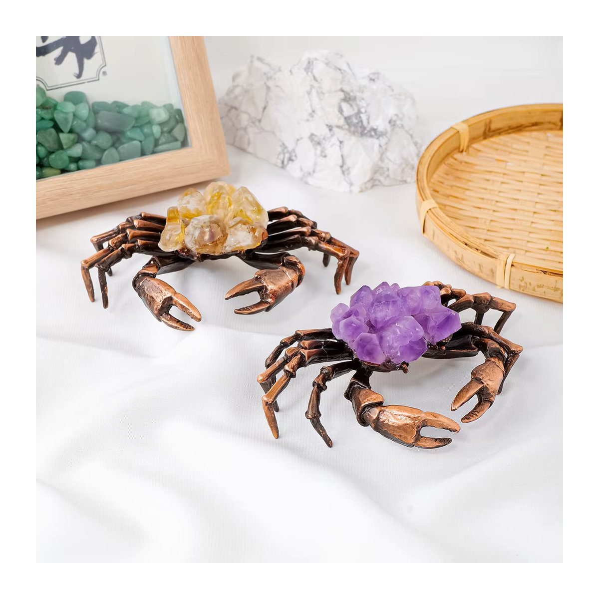 Runyangshi Dekoration mit Amethyst und Citrin in Krabbenform, mehrfarbig - Bild 3