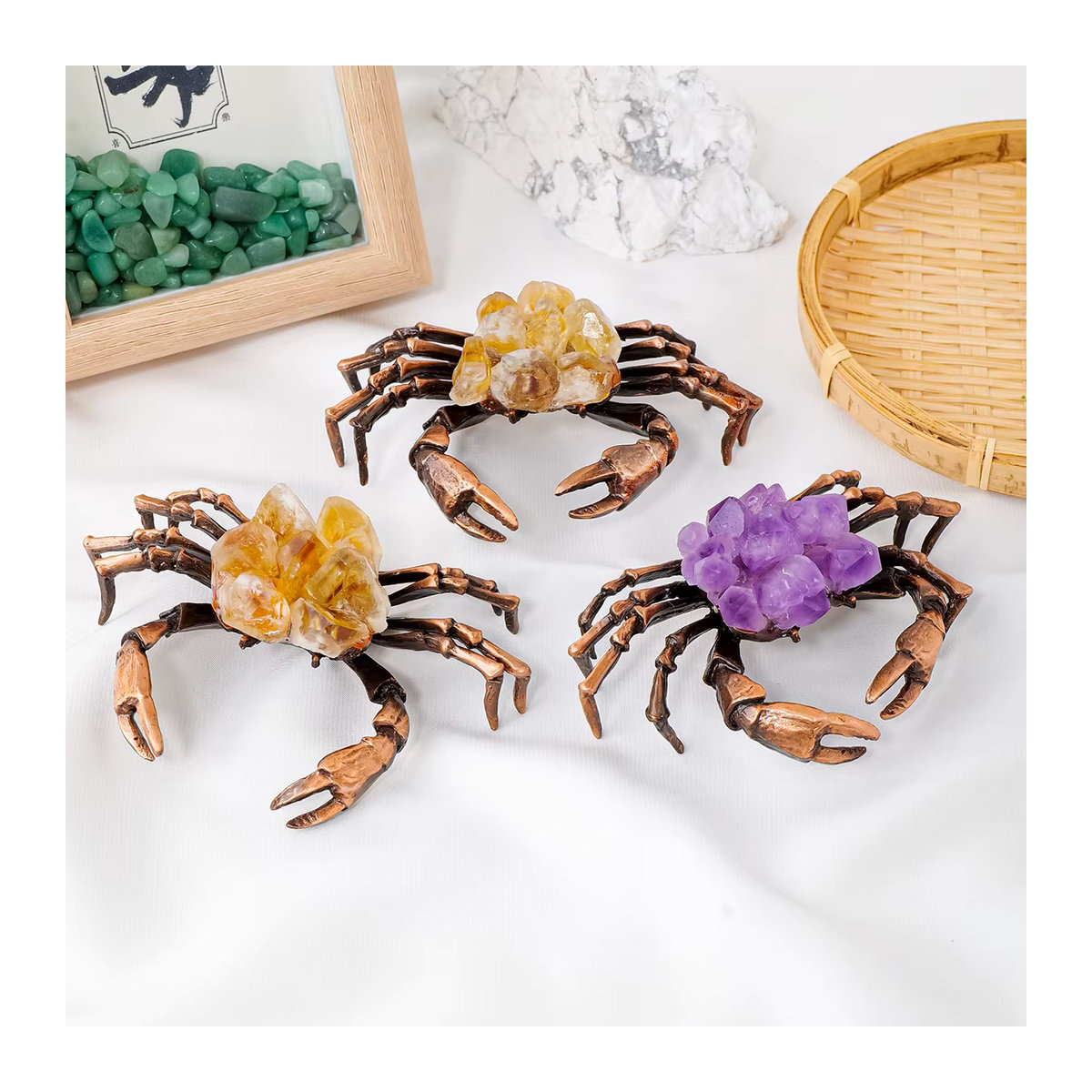 Runyangshi Dekoration mit Amethyst und Citrin in Krabbenform, mehrfarbig - Bild 4