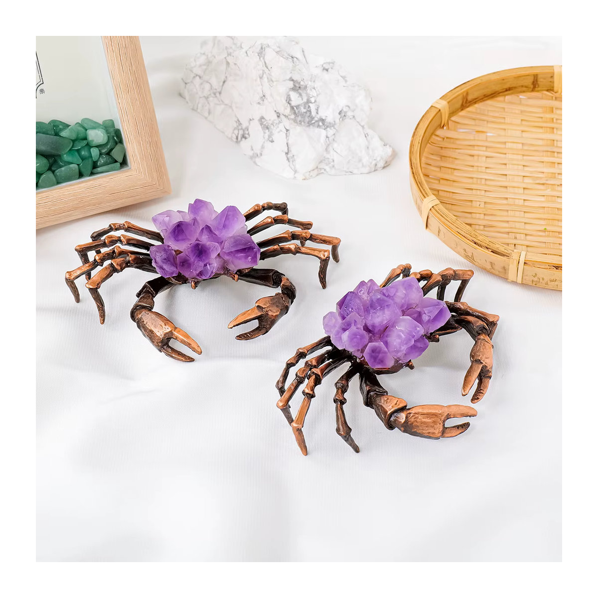 Runyangshi Dekoration mit Amethyst und Citrin in Krabbenform, mehrfarbig - Bild 5
