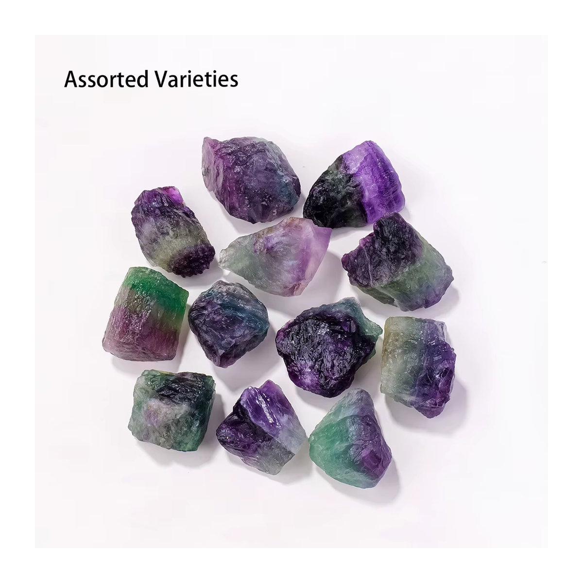 Runyangshi Fluorit Rohmineralien in mehrfarbiger Naturoptik als dekorative Kristalle in unregelmäßiger Form - Bild 2