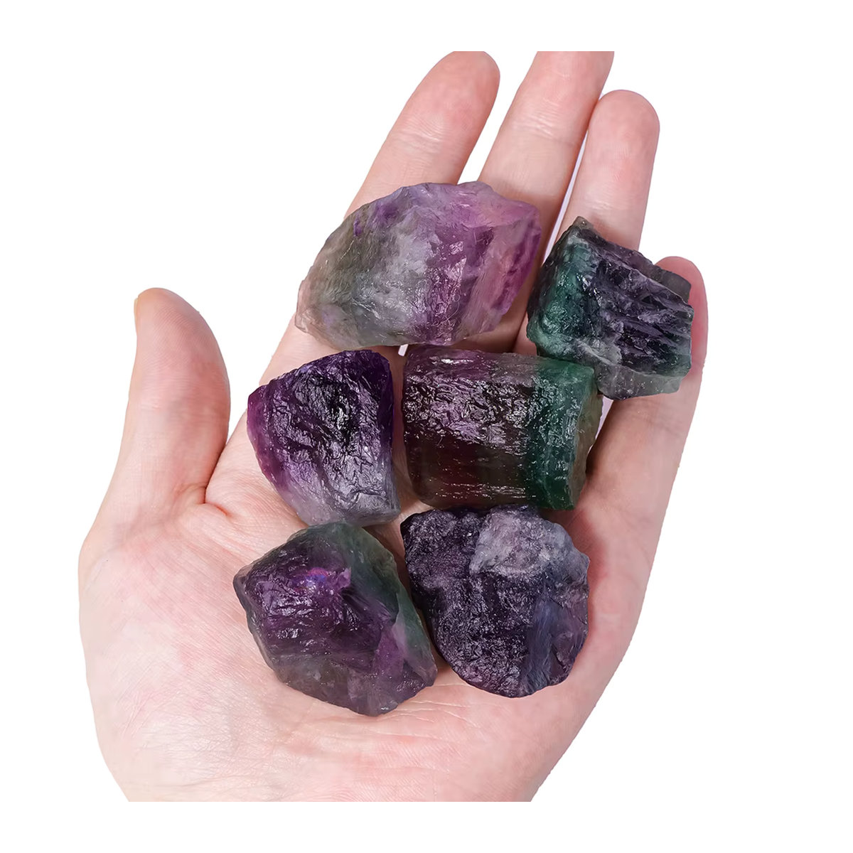 Runyangshi Fluorit Rohmineralien in mehrfarbiger Naturoptik als dekorative Kristalle in unregelmäßiger Form - Bild 4