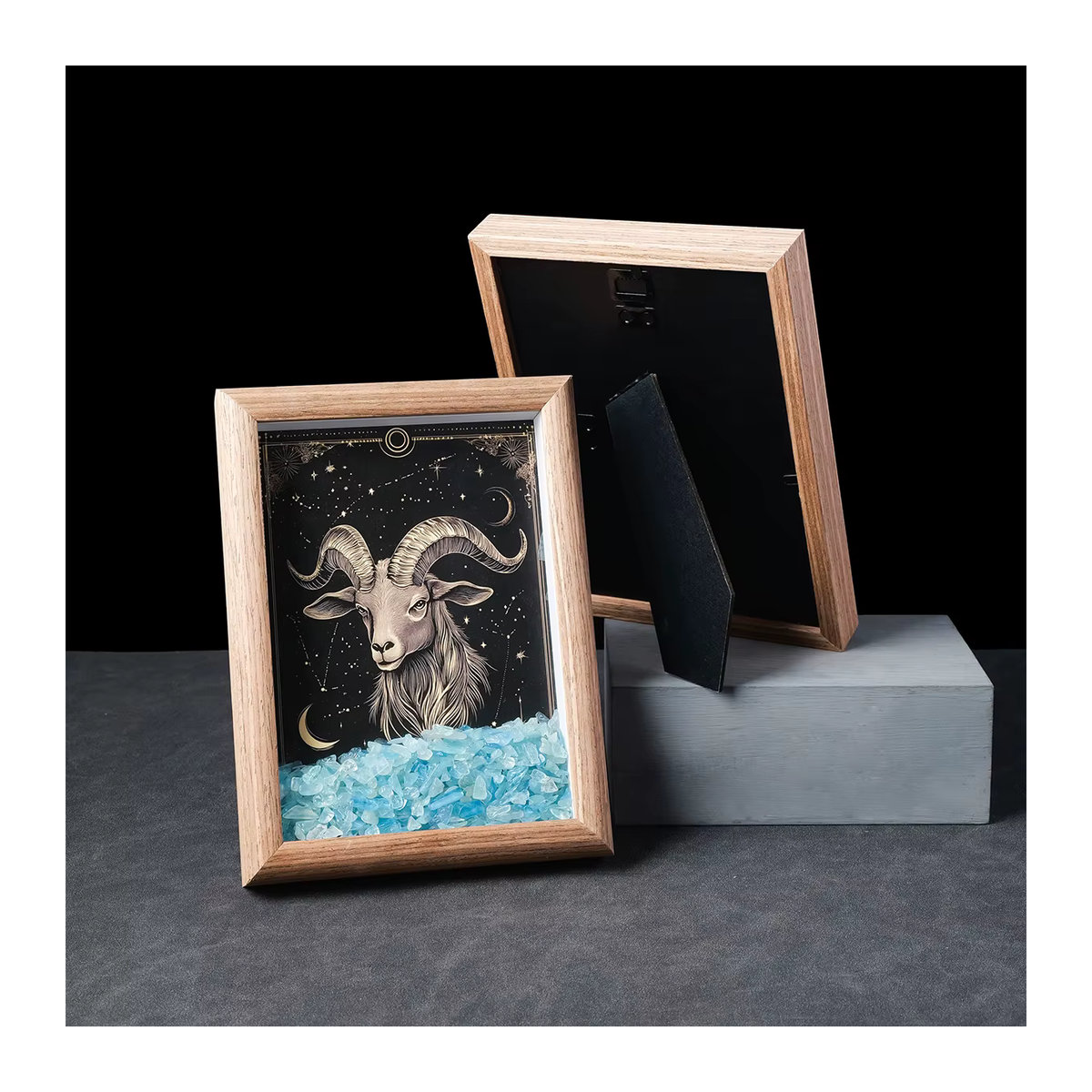Runyangshi Foto Rahmen im Zwölf Konstellationen Stil aus Holz, Rechteckig, Mehrfarbig - Bild 2