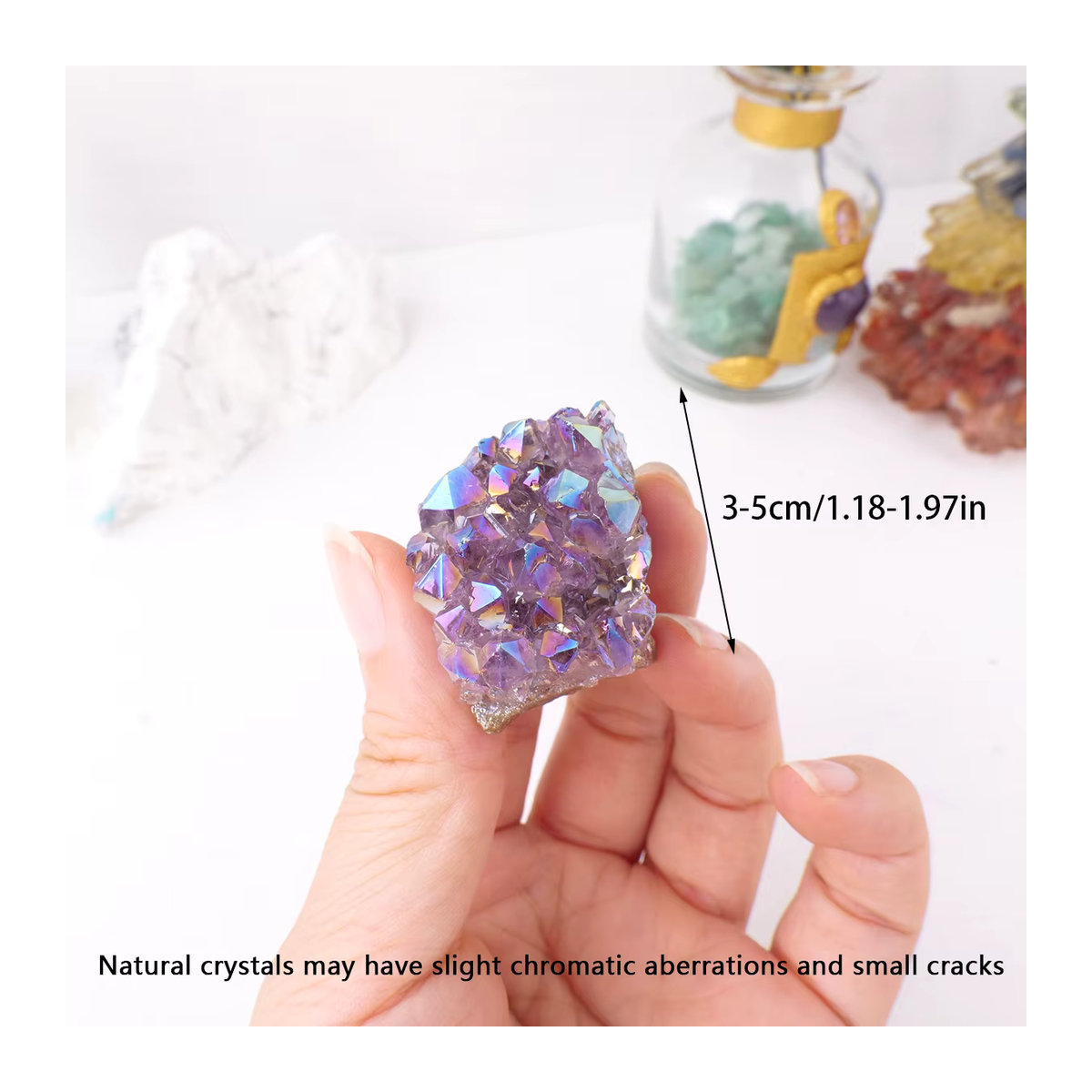 Runyangshi Halo Amethyst Cluster Engel Aura Regenbogen Kristall Stein in Mehrfarbig und Lila - Bild 2