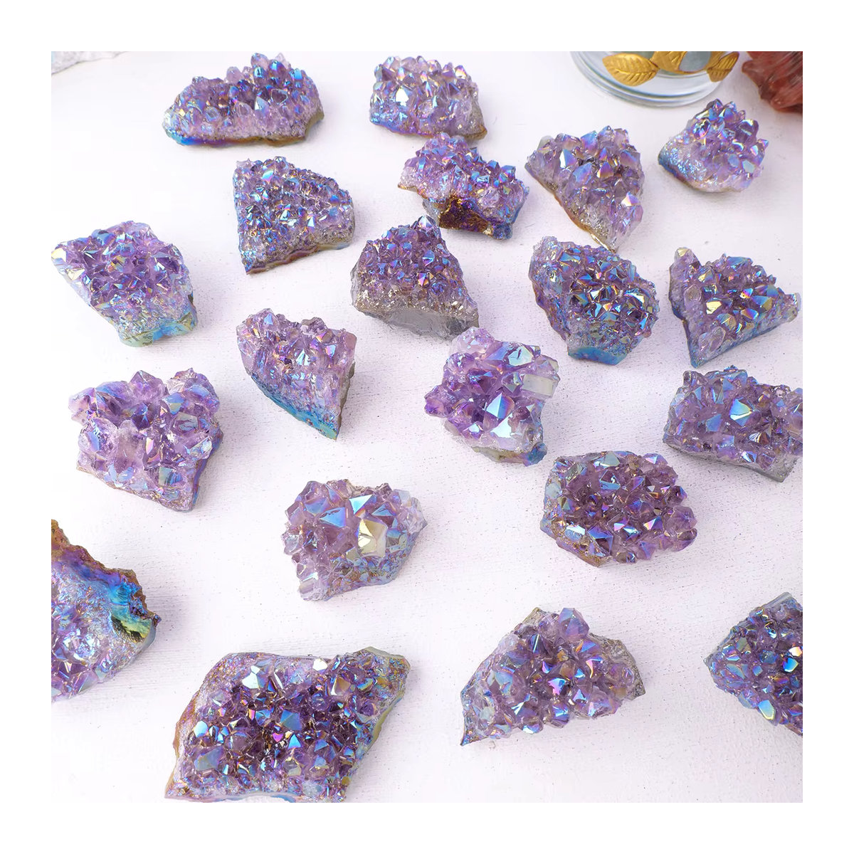 Runyangshi Halo Amethyst Cluster Engel Aura Regenbogen Kristall Stein in Mehrfarbig und Lila - Bild 4
