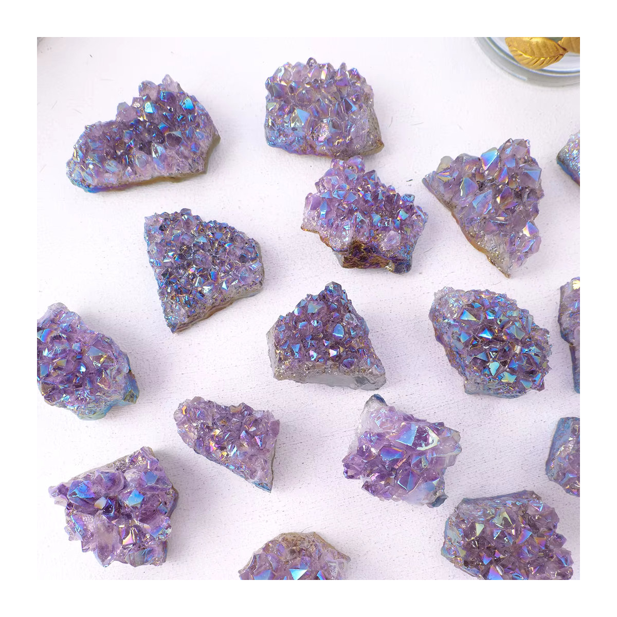 Runyangshi Halo Amethyst Cluster Engel Aura Regenbogen Kristall Stein in Mehrfarbig und Lila - Bild 5
