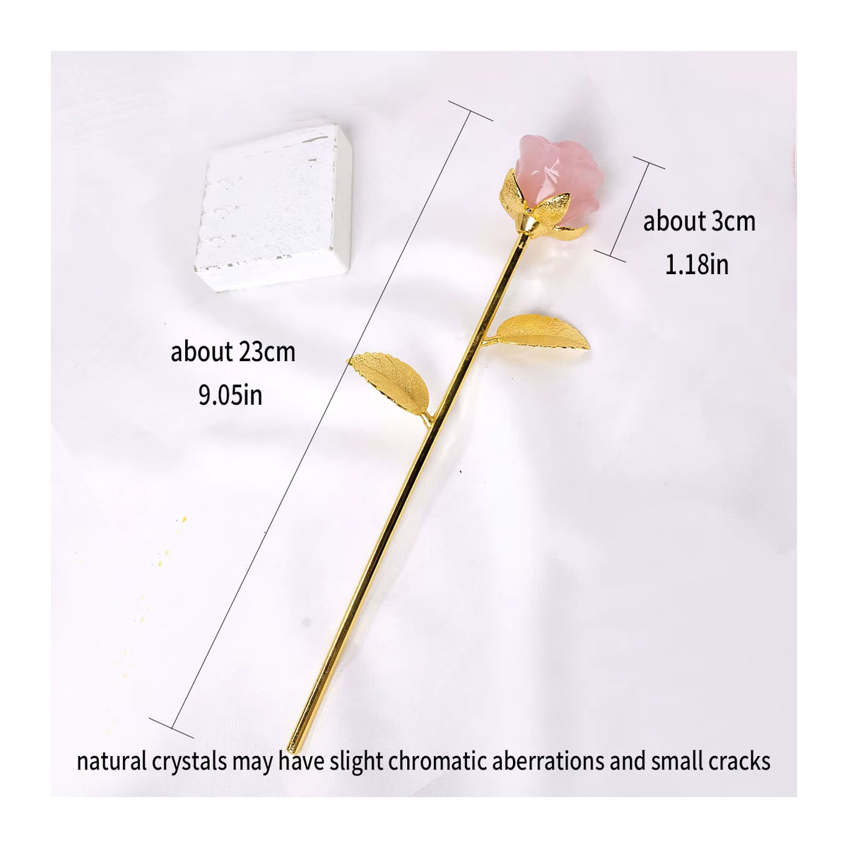 Runyangshi Handgemachte Kristall Rose aus Naturstein in Rosa und Mehrfarbig als Dekorationsobjekt und Geschenk - Bild 2