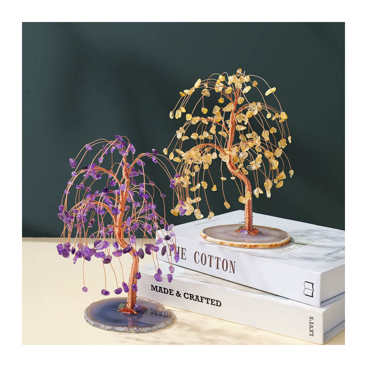 Runyangshi Kristallbaum aus Amethyst und Rosenquarz mit Achat-Basis für dein Home Decor in Lila und Rosa - Bild 3