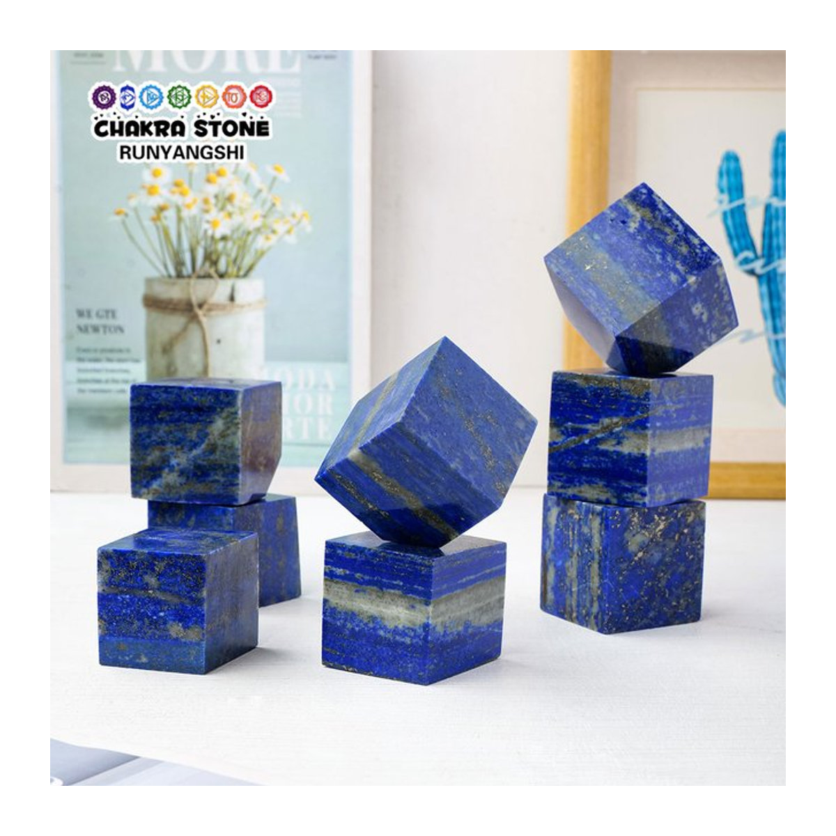 Runyangshi Lapis Lazuli Kristall Stein in Blau mit einzigartigem Muster als dekoratives Ornament - Bild 1