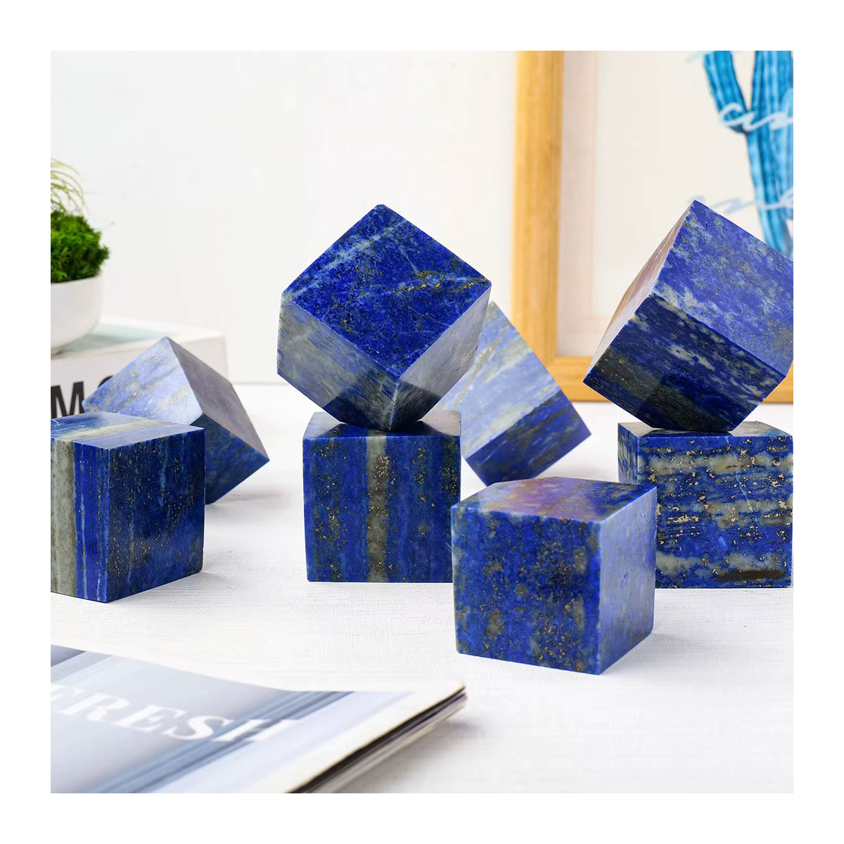 Runyangshi Lapis Lazuli Kristall Stein in Blau mit einzigartigem Muster als dekoratives Ornament - Bild 6