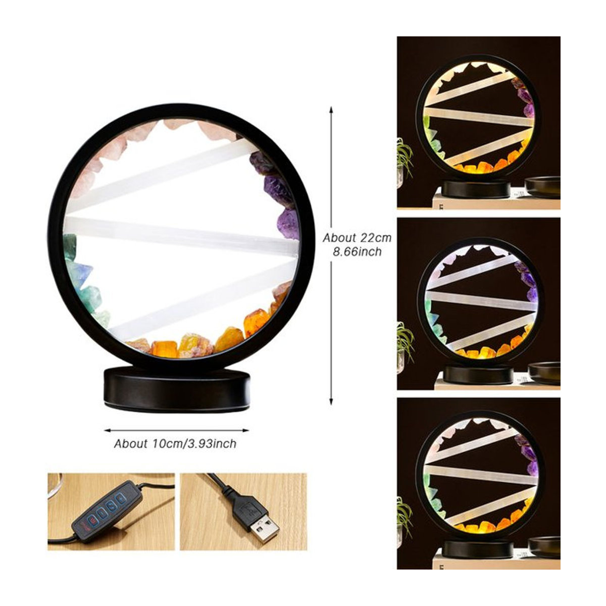 Runyangshi LED Naturstein Kristall Lampe in Bunt im Bohemian Stil zur Raumdekoration - Bild 1