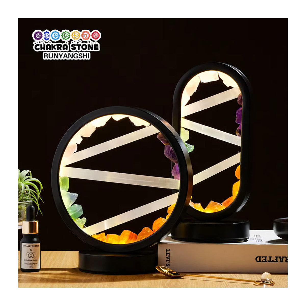 Runyangshi LED Naturstein Kristall Lampe in Bunt im Bohemian Stil zur Raumdekoration - Bild 2