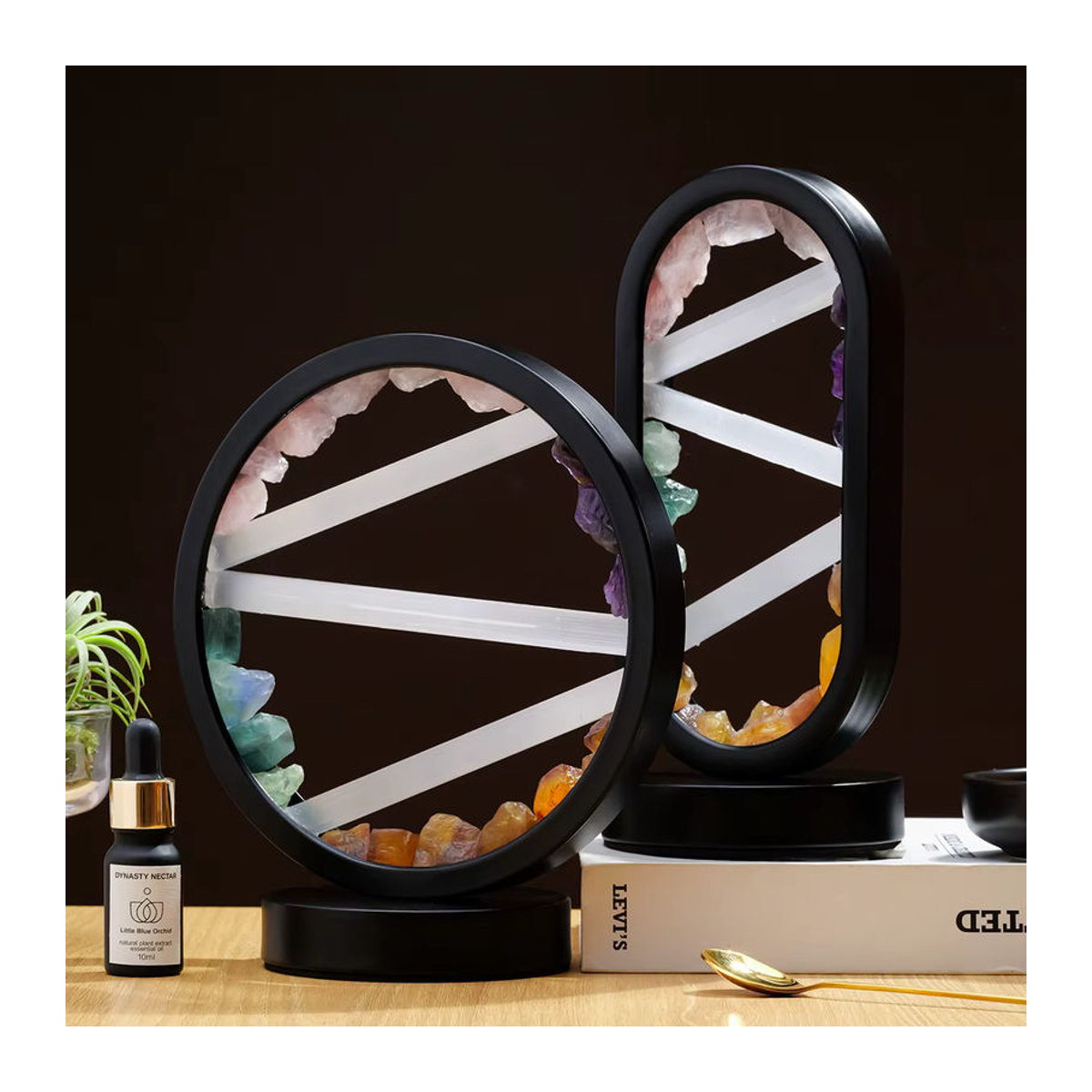 Runyangshi LED Naturstein Kristall Lampe in Bunt im Bohemian Stil zur Raumdekoration - Bild 4