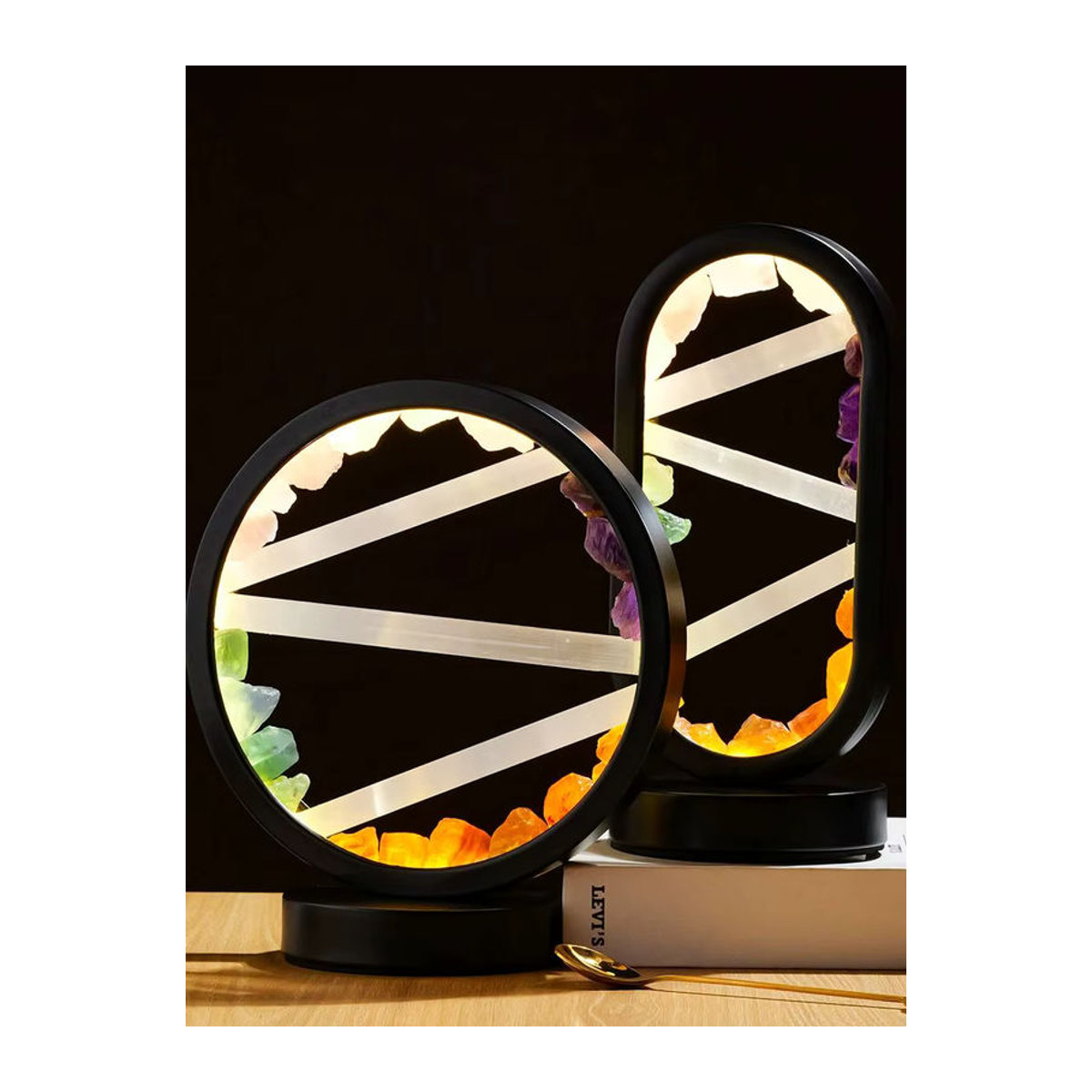 Runyangshi LED Naturstein Kristall Lampe in Bunt im Bohemian Stil zur Raumdekoration - Bild 6