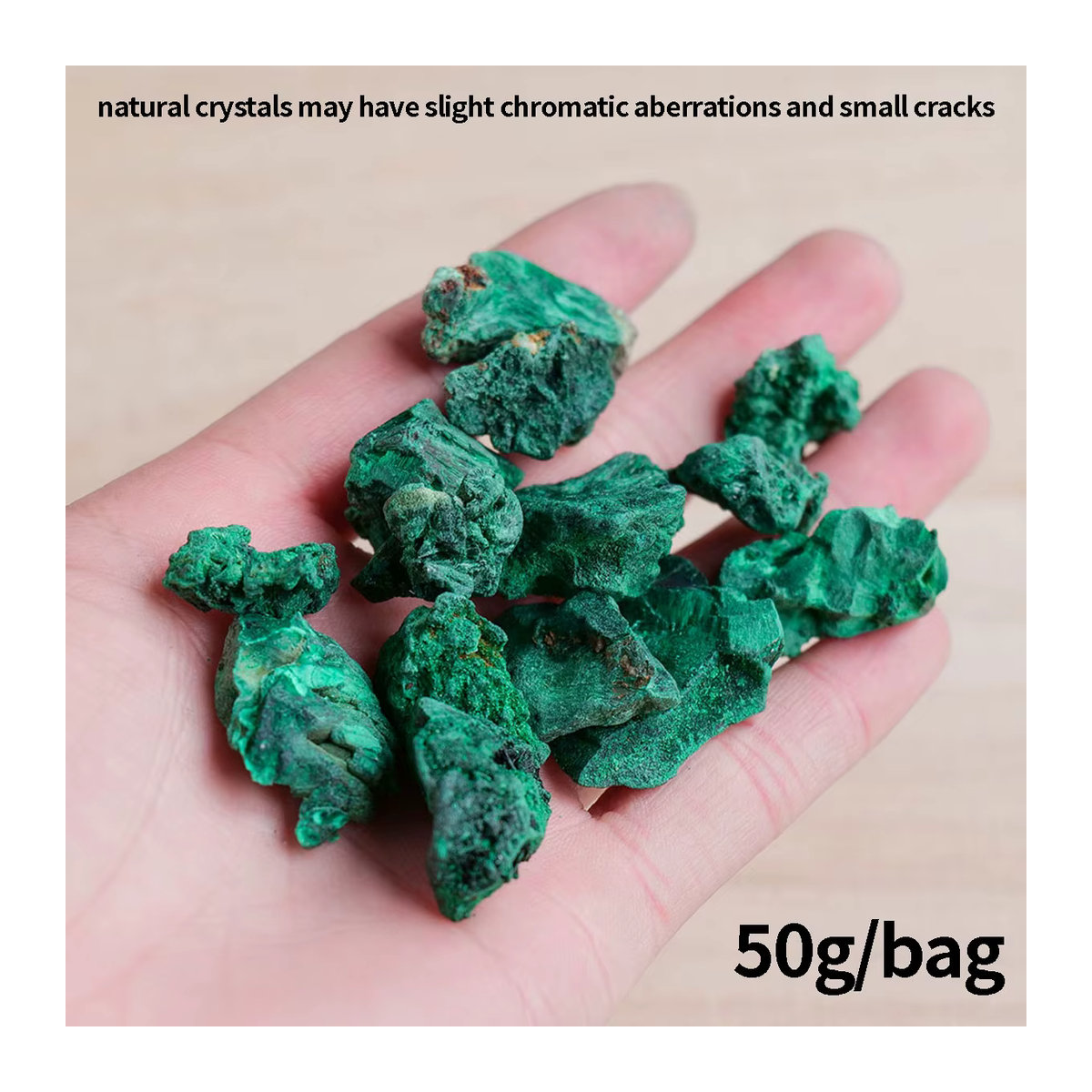 Runyangshi Malachit Rohstein in Grün, Natürliche Kristall Mineralien Probe für Dekoration und DIY, 50 g - Bild 2