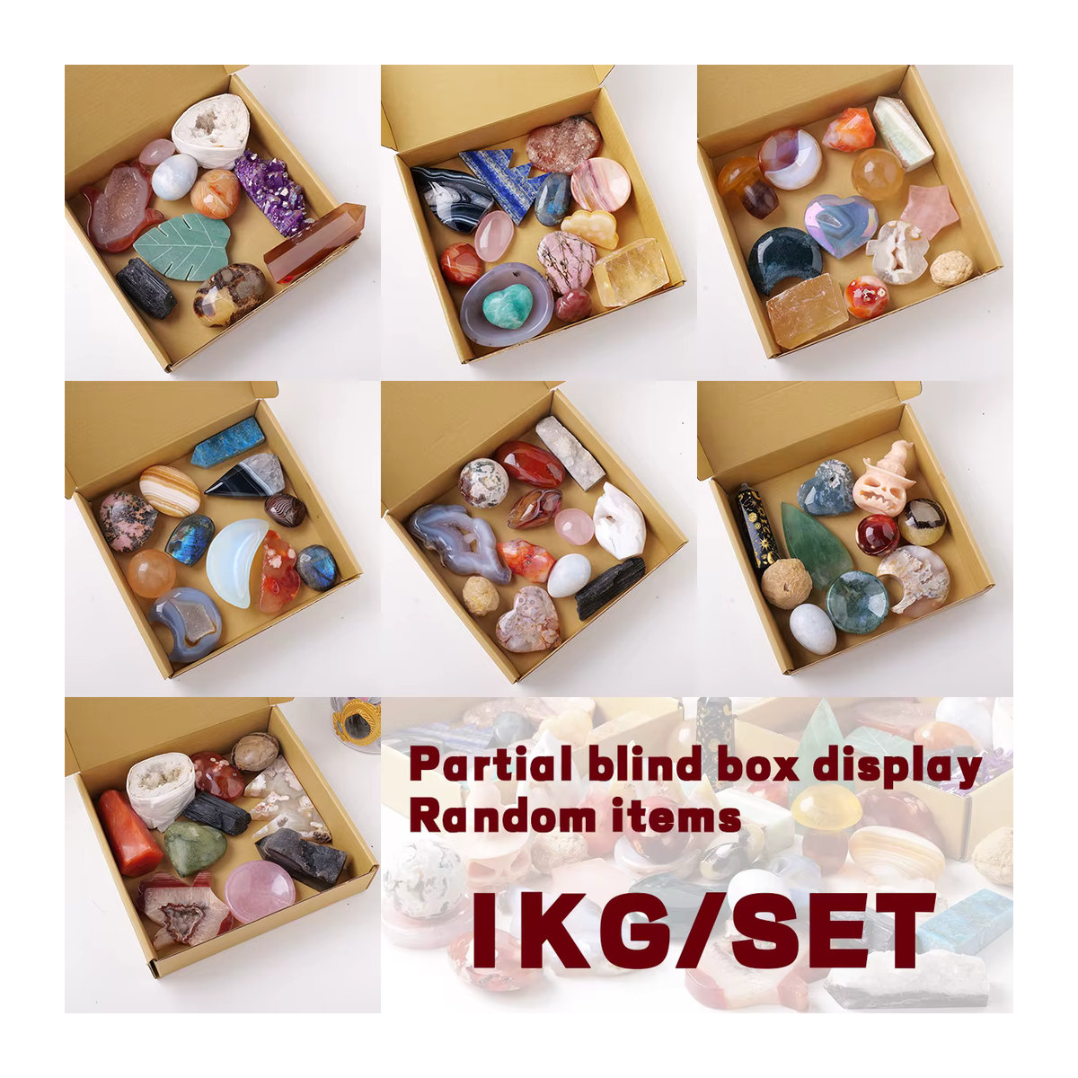Runyangshi Natürliche Kristall Mineral Proben Set, 1 kg Mehrfarbige Steine in Blind Box zur Energie Sammlung und Geographie Lehre - Bild 2