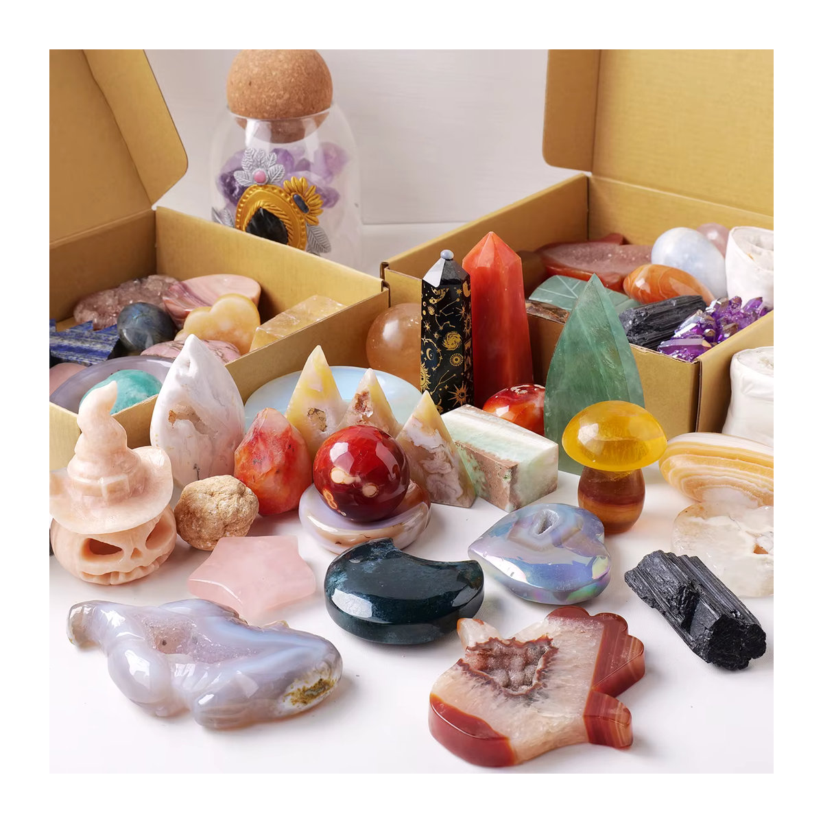 Runyangshi Natürliche Kristall Mineral Proben Set, 1 kg Mehrfarbige Steine in Blind Box zur Energie Sammlung und Geographie Lehre - Bild 4