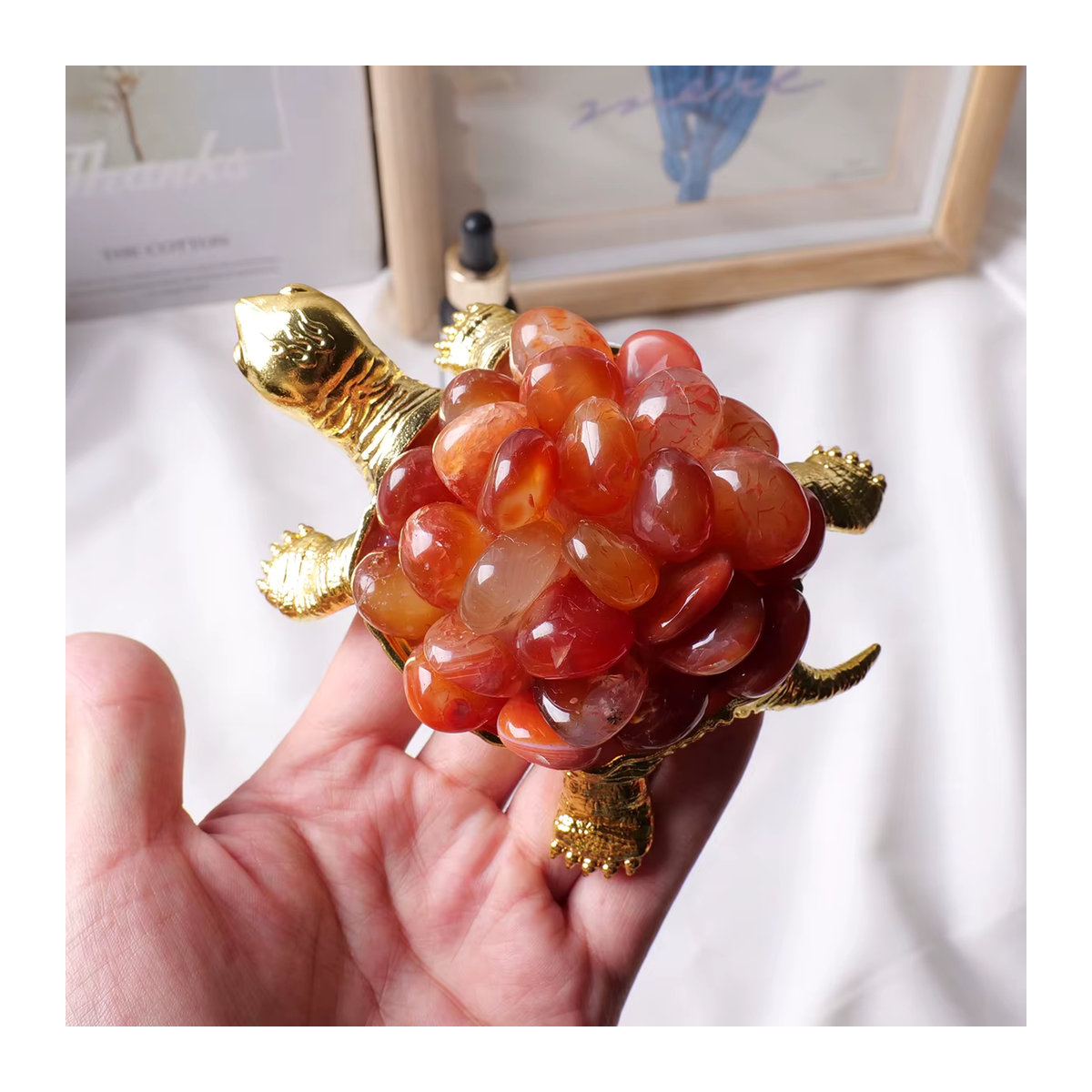 Runyangshi Natürliche Kristall Schildkröte aus rotem Stein als dekoratives Reiki-Tierornament - Bild 4