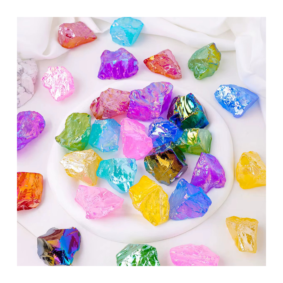 Runyangshi Natürliche Quarz Geode als Dekorationsobjekt, Unregelmäßiger Kristallstein in Mehrfarbig und Pink, Fengshui Ornament für dein Zuhause - Bild 3
