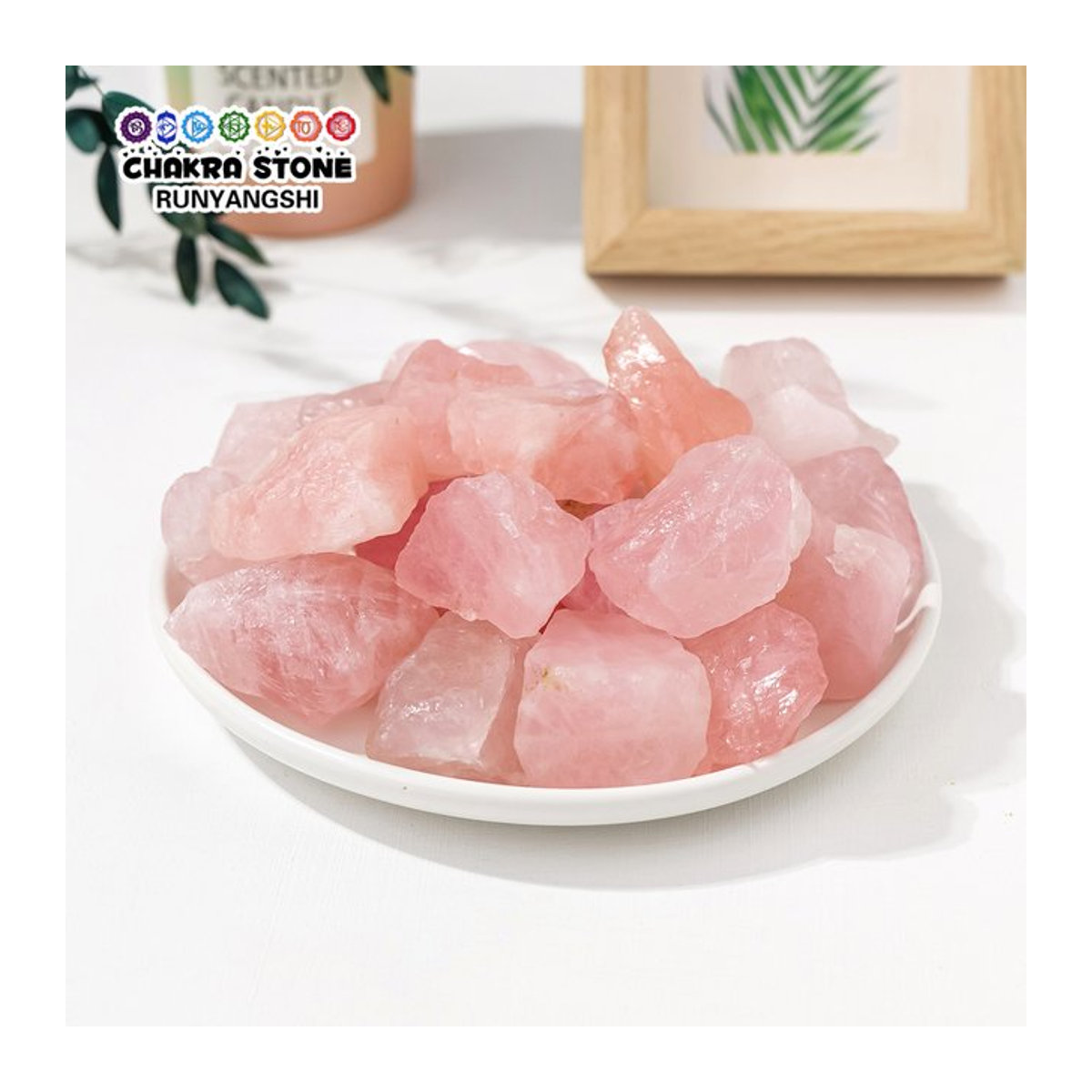 Runyangshi Natürlicher Rosenquarz als Rohstein in Rosa für Aroma Diffusoren, 50 g unregelmäßige Kristall-Mineralien zur Dekoration - Bild 1
