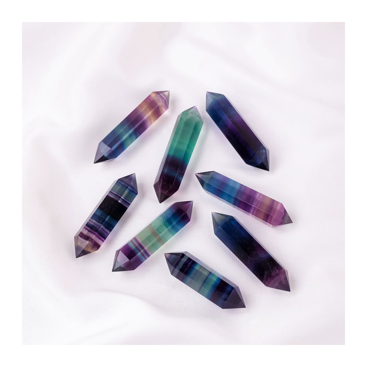 Runyangshi Regenbogen Fluorit Kristall Prisma in sechseckiger Form, mehrfarbiges Edelstein Ornament für Reiki und Wohnkultur - Bild 3
