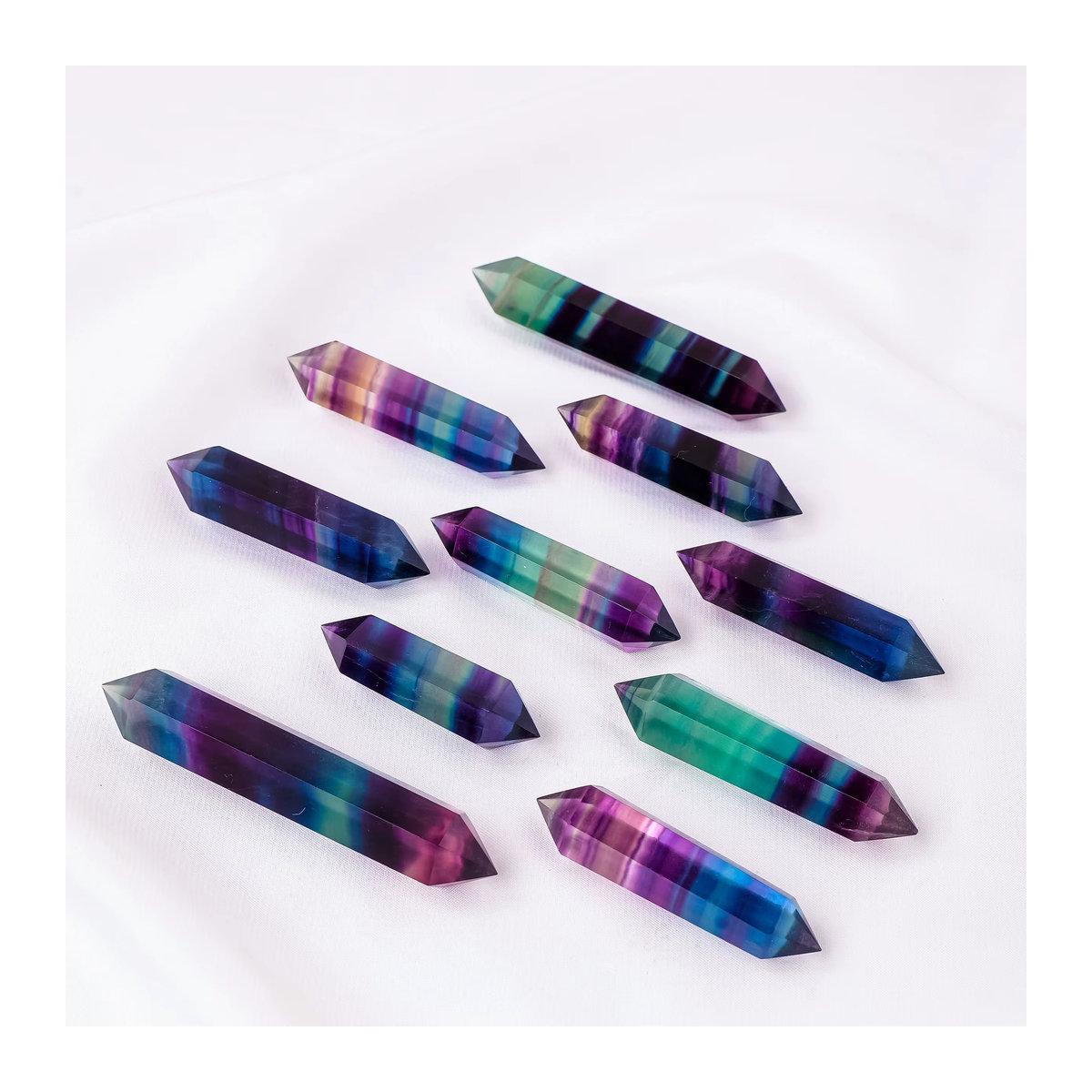 Runyangshi Regenbogen Fluorit Kristall Prisma in sechseckiger Form, mehrfarbiges Edelstein Ornament für Reiki und Wohnkultur - Bild 5