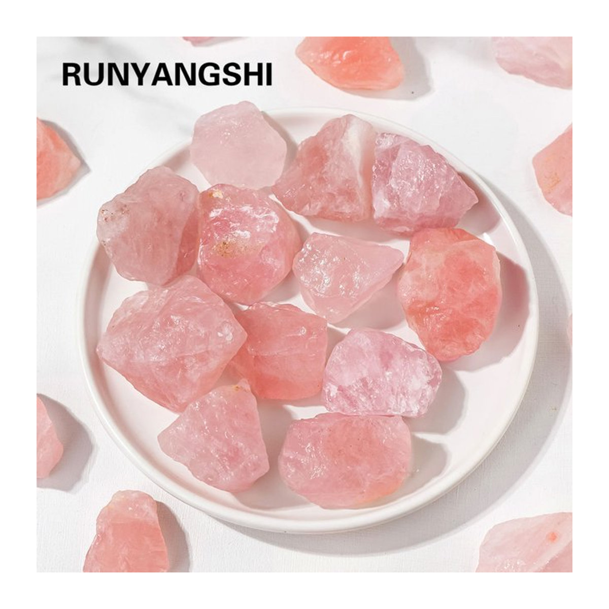 Runyangshi Rosenquarz Rohstein Rosa Unpoliert 50 g - Bild 1