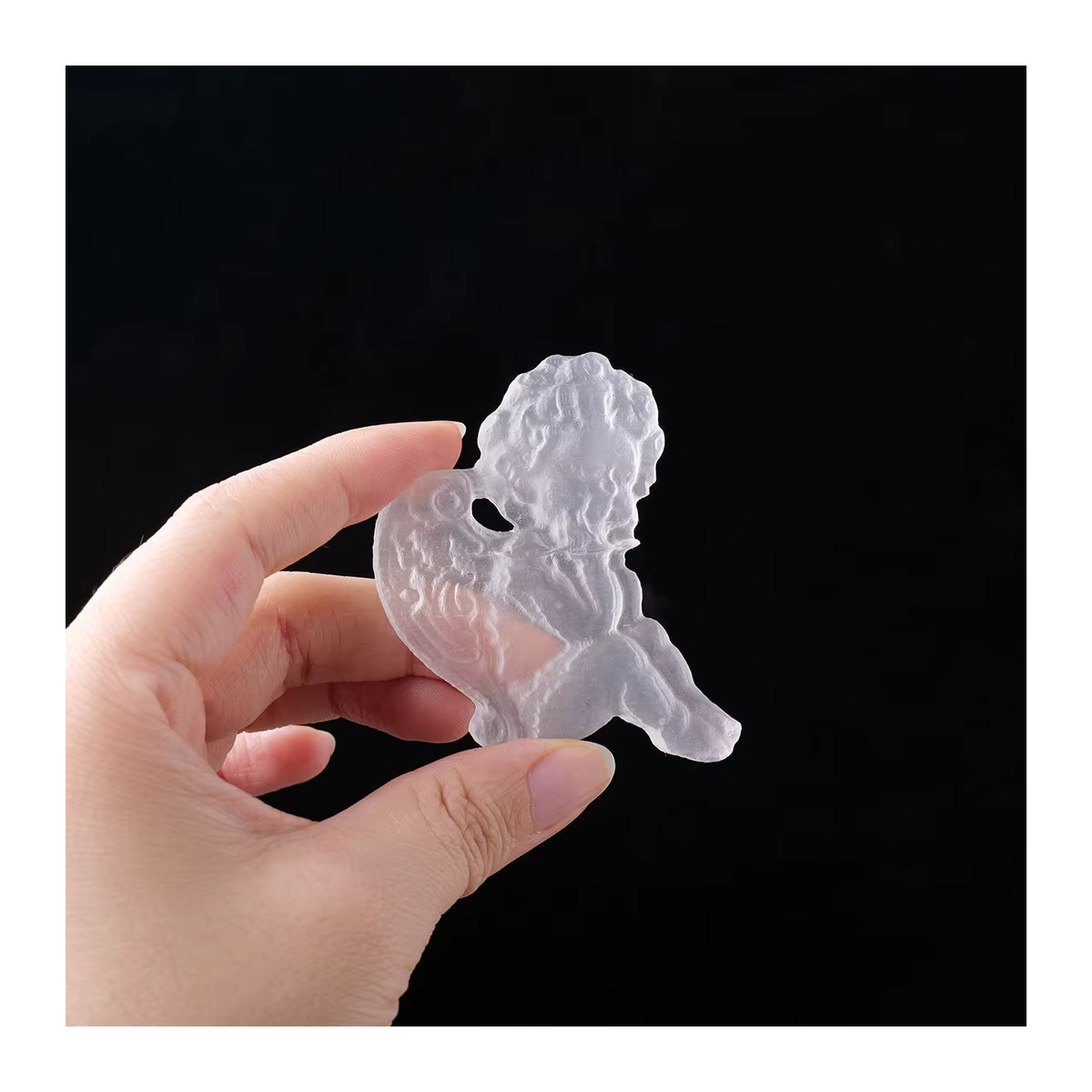 Runyangshi Selenit Engel Statue aus natürlichem Kristall in Weiß für Meditation und Reiki - Bild 4