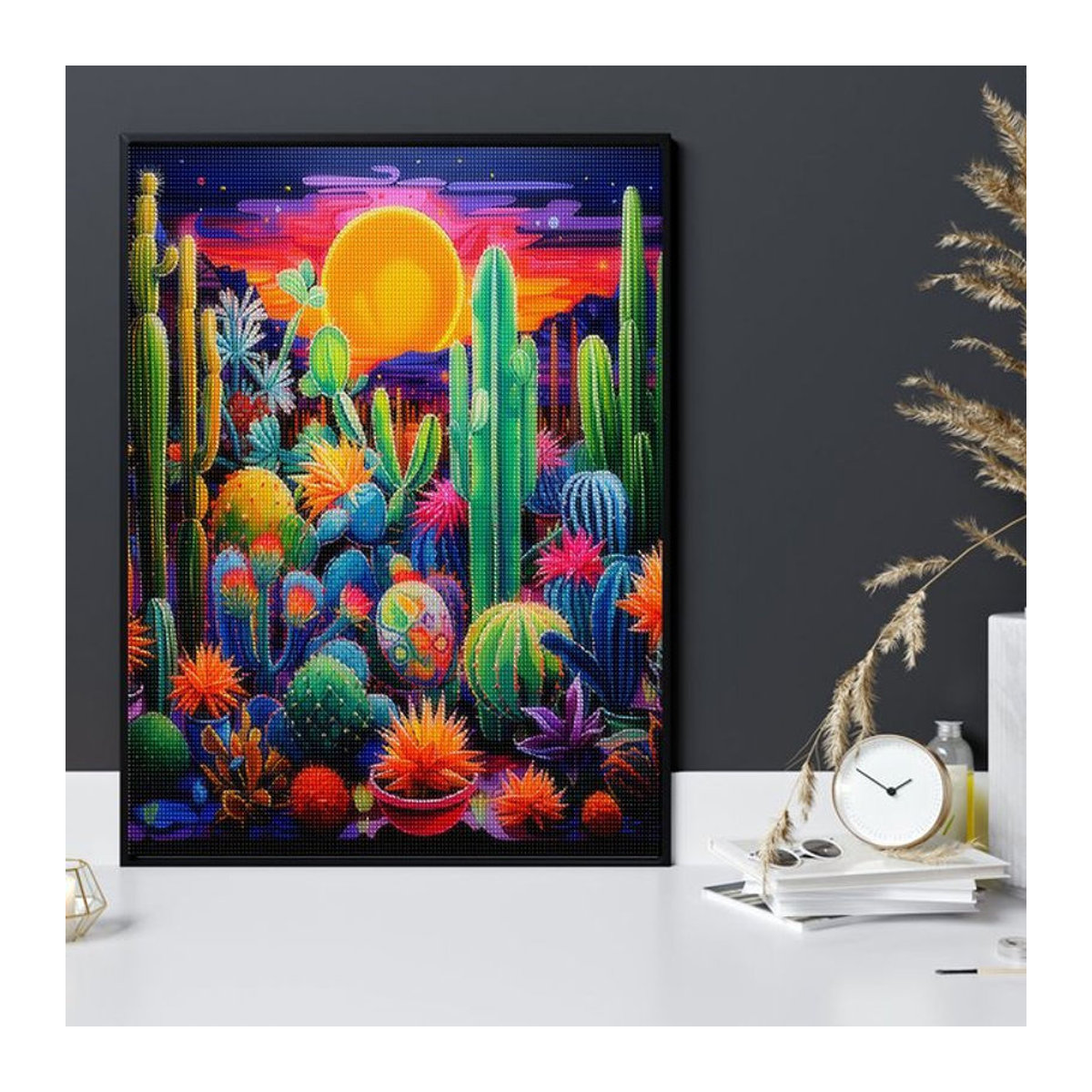 RUOPOTY 5D Diamant-Malerei Set mit abstraktem Blumen-Motiv in Mehrfarbig, Wandmontierte Dekoration mit runden Bohrern aus Kunststoff - Bild 1