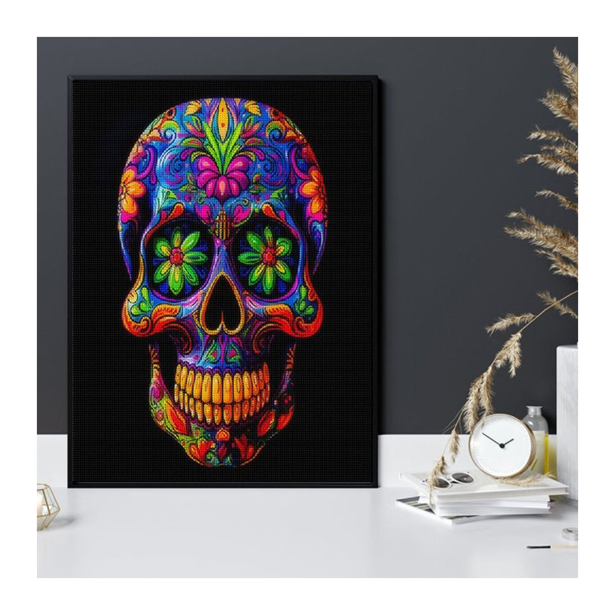 RUOPOTY 5D Diamant Malerei Set mit abstrakten Motiven, DIY Kreuzstich Kit mit runden Steinen in Mehrfarbig zur Wohndekoration - Bild 1