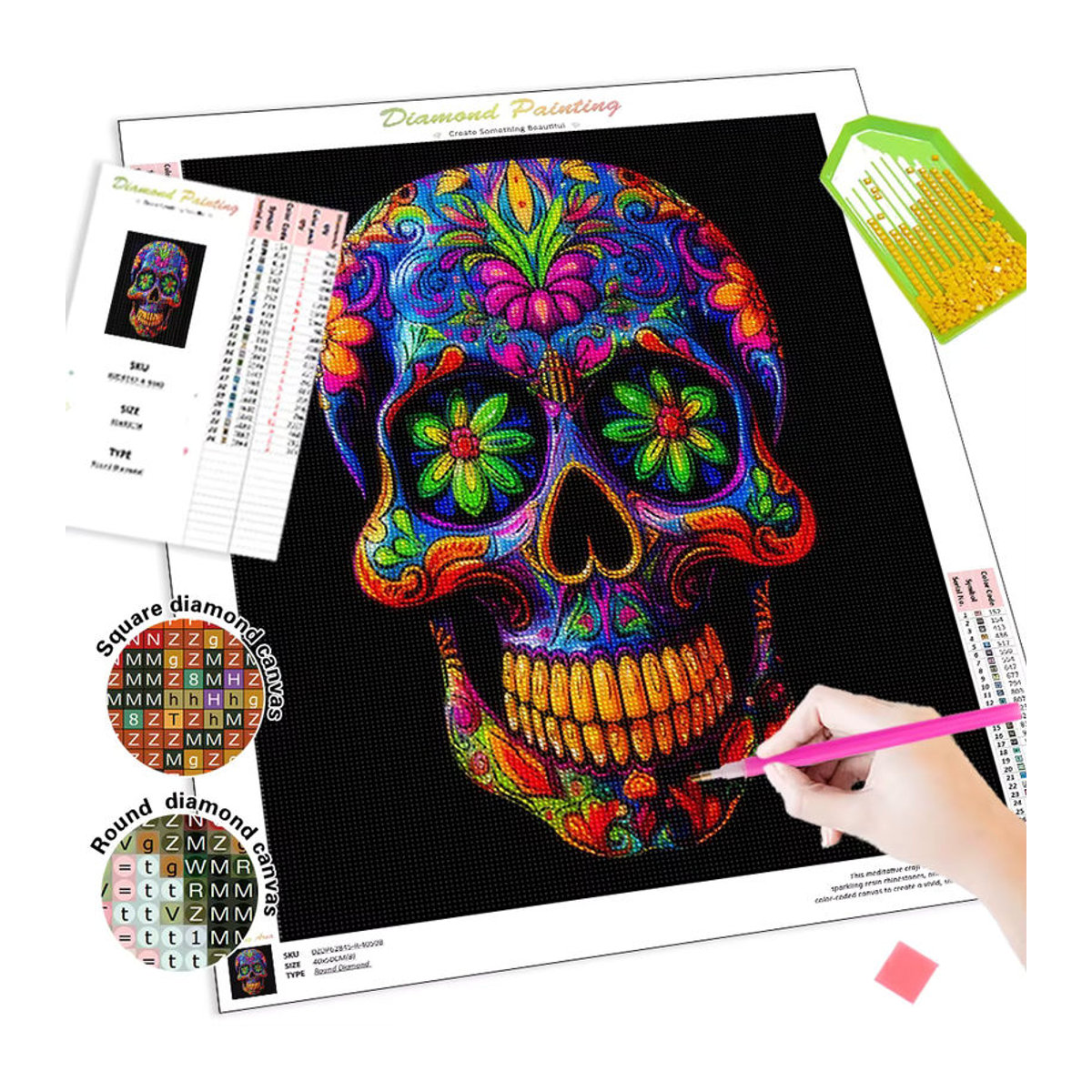 RUOPOTY 5D Diamant Malerei Set mit abstrakten Motiven, DIY Kreuzstich Kit mit runden Steinen in Mehrfarbig zur Wohndekoration - Bild 2
