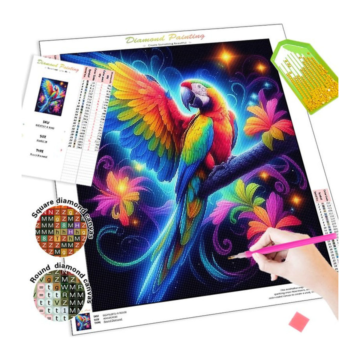 RUOPOTY 5D Diamant Malerei Set mit Tierprint als DIY Kreuzstich Stickerei Kit und Mosaik Bohrer in Mehrfarbig - Bild 1