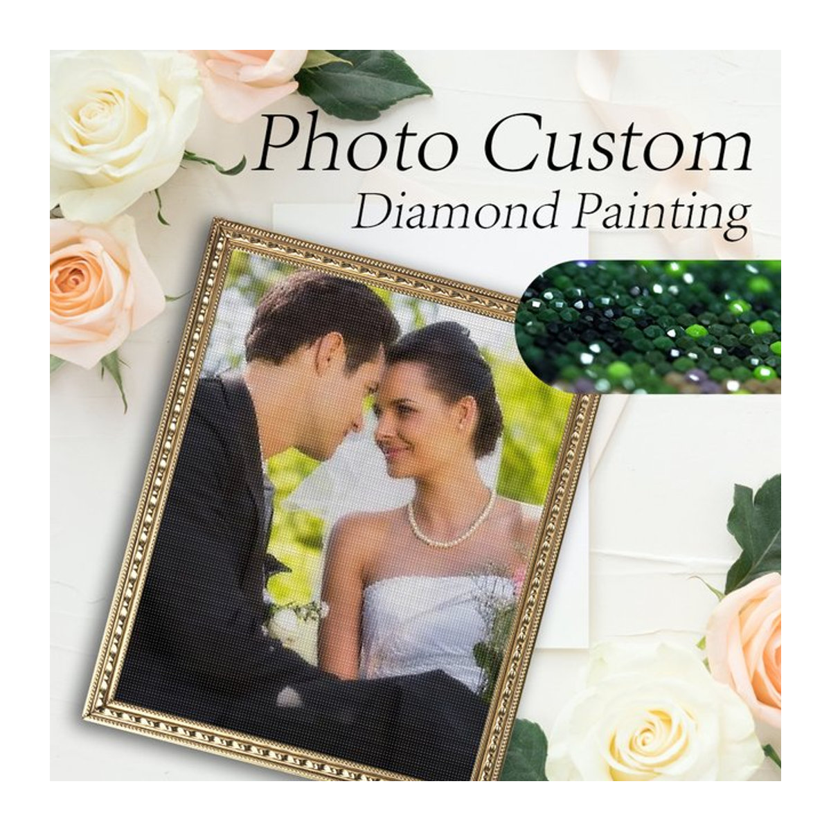 RUOPOTY 5D Diamant-Malerei-Set zum Selbermachen mit personalisiertem Haustier-Porträt, rund, mehrfarbig - Bild 1