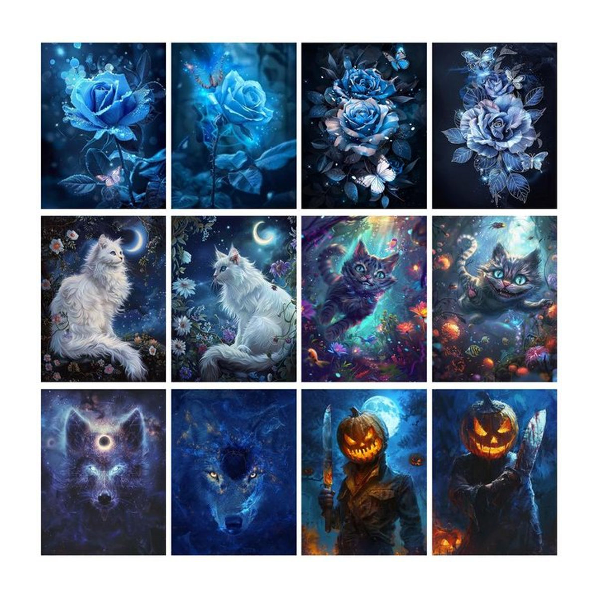 RUOPOTY 5D DIY Diamond Painting Set mit Katzen, Wölfen und Rosen Motiv in Mehrfarbig für Wanddekoration - Bild 1