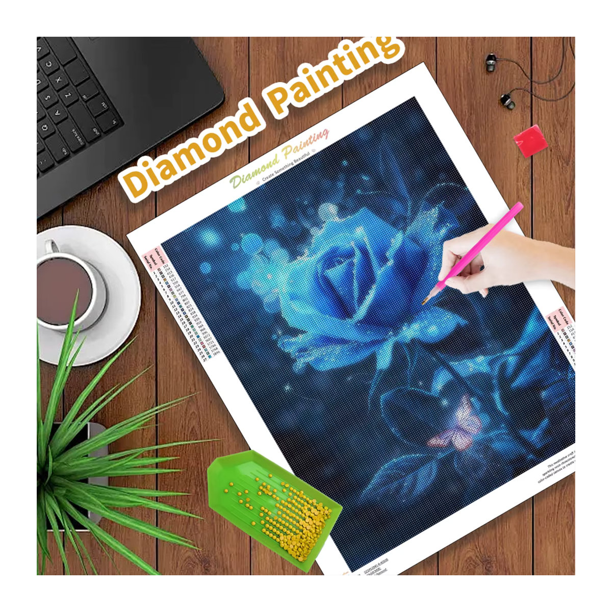 RUOPOTY 5D DIY Diamond Painting Set mit Katzen, Wölfen und Rosen Motiv in Mehrfarbig für Wanddekoration - Bild 2