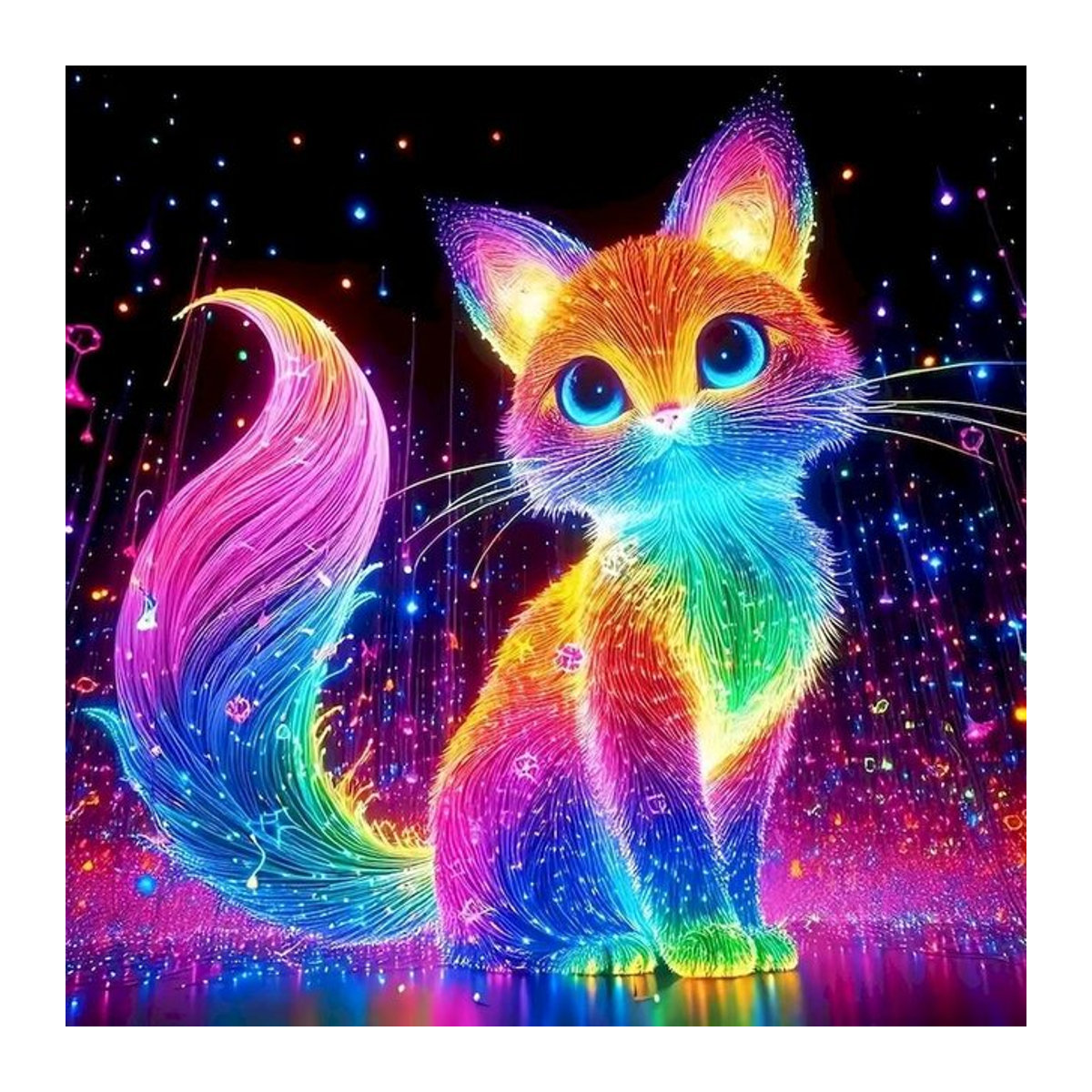 RUOPOTY Diamantmalerei Katze als rundes DIY Mosaik-Bild in Mehrfarbig - Bild 1