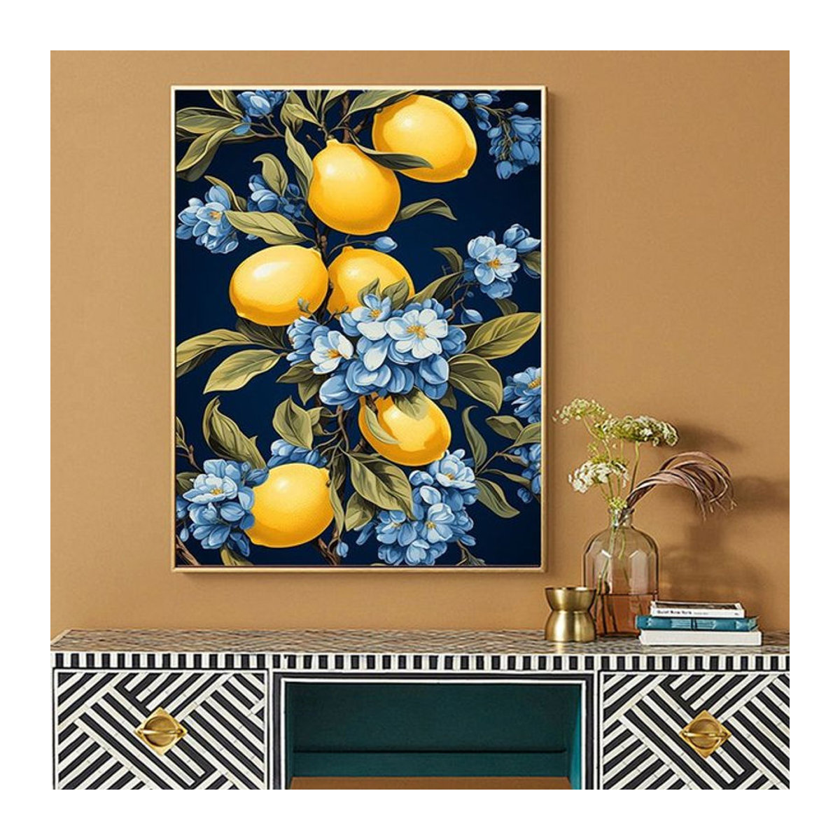 RUOPOTY Malen nach Zahlen auf Leinwand Zitronenbaum Landschaftsbild Floral Mehrfarbig B/H: 40 x 50 cm - Bild 1