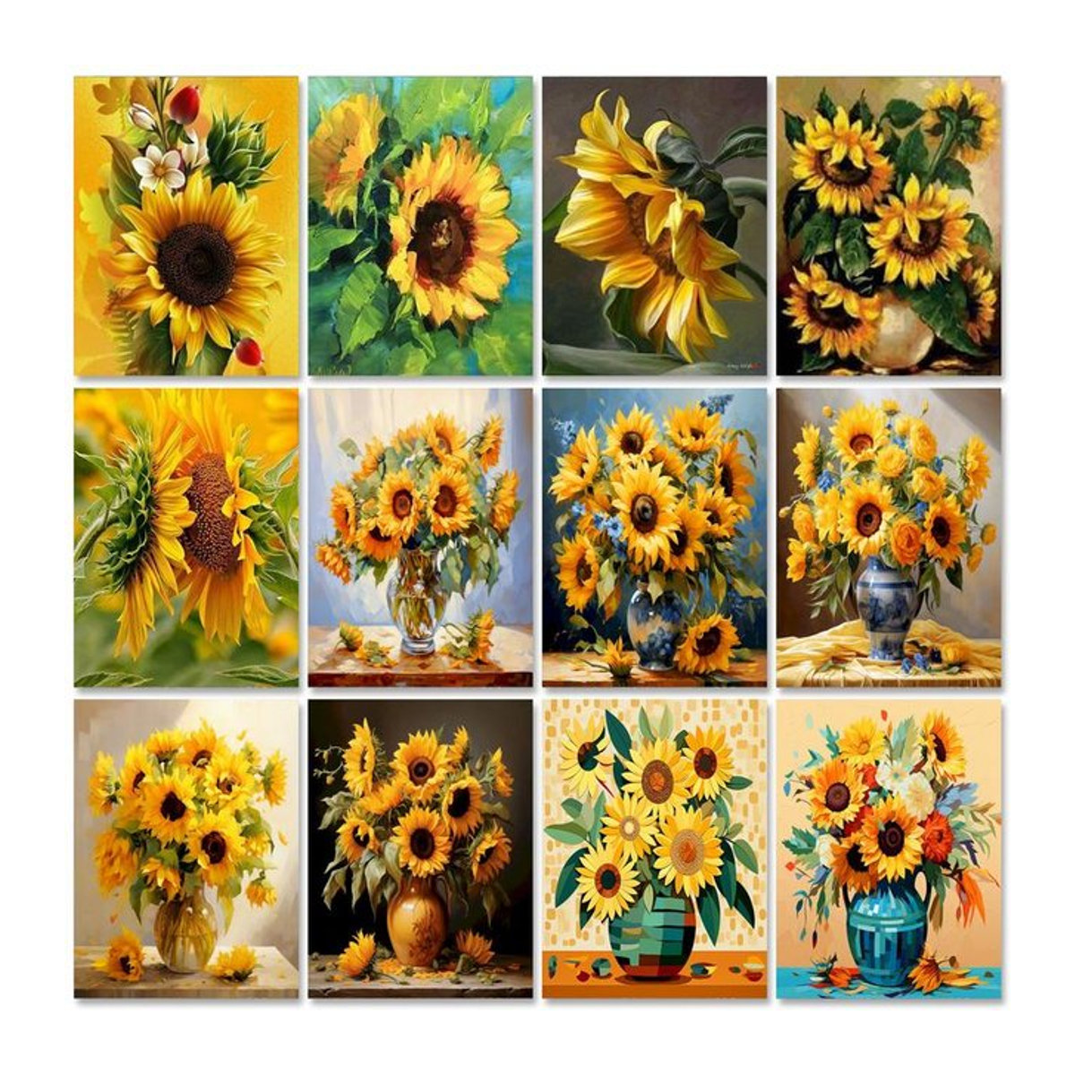 RUOPOTY Malen nach Zahlen Set für Erwachsene mit Sonnenblumen Motiv auf Leinwand in Gelb - Bild 1