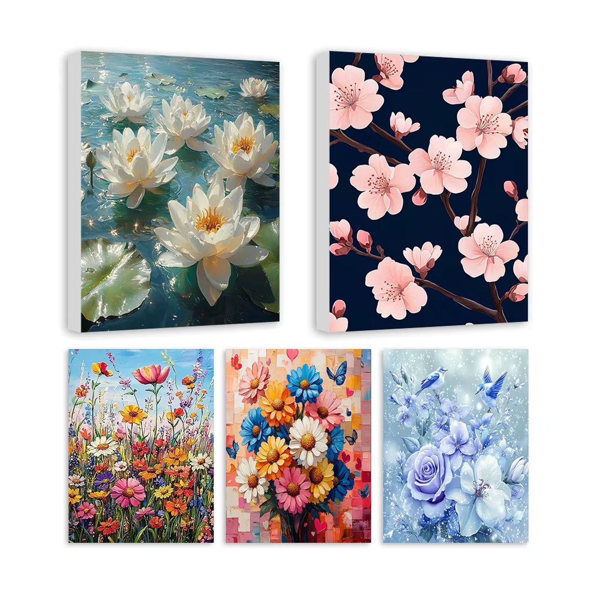 RUOPOTY Malen nach Zahlen Set mit floralem Ölgemälde auf Leinwand, mehrfarbiges Blumenkunst-Set für Erwachsene - Bild 1