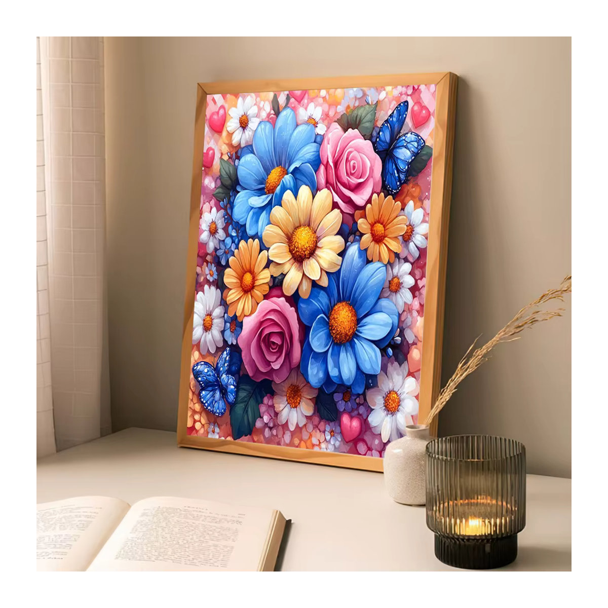 RUOPOTY Malen nach Zahlen Set mit floralem Ölgemälde auf Leinwand, mehrfarbiges Blumenkunst-Set für Erwachsene - Bild 2