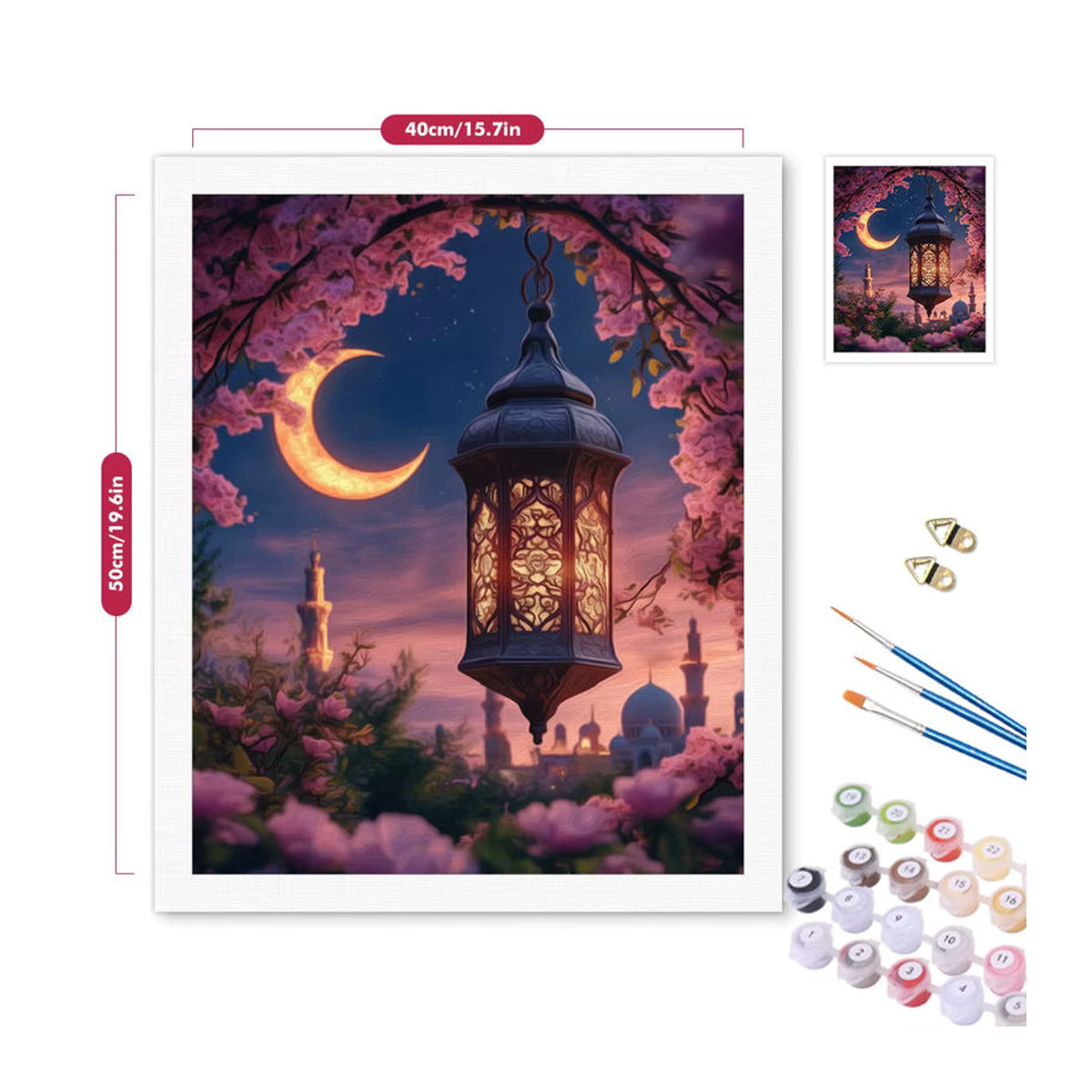 RUOPOTY Malen nach Zahlen Set mit floralem orientalischem Motiv für Erwachsene, mehrfarbig - Bild 2