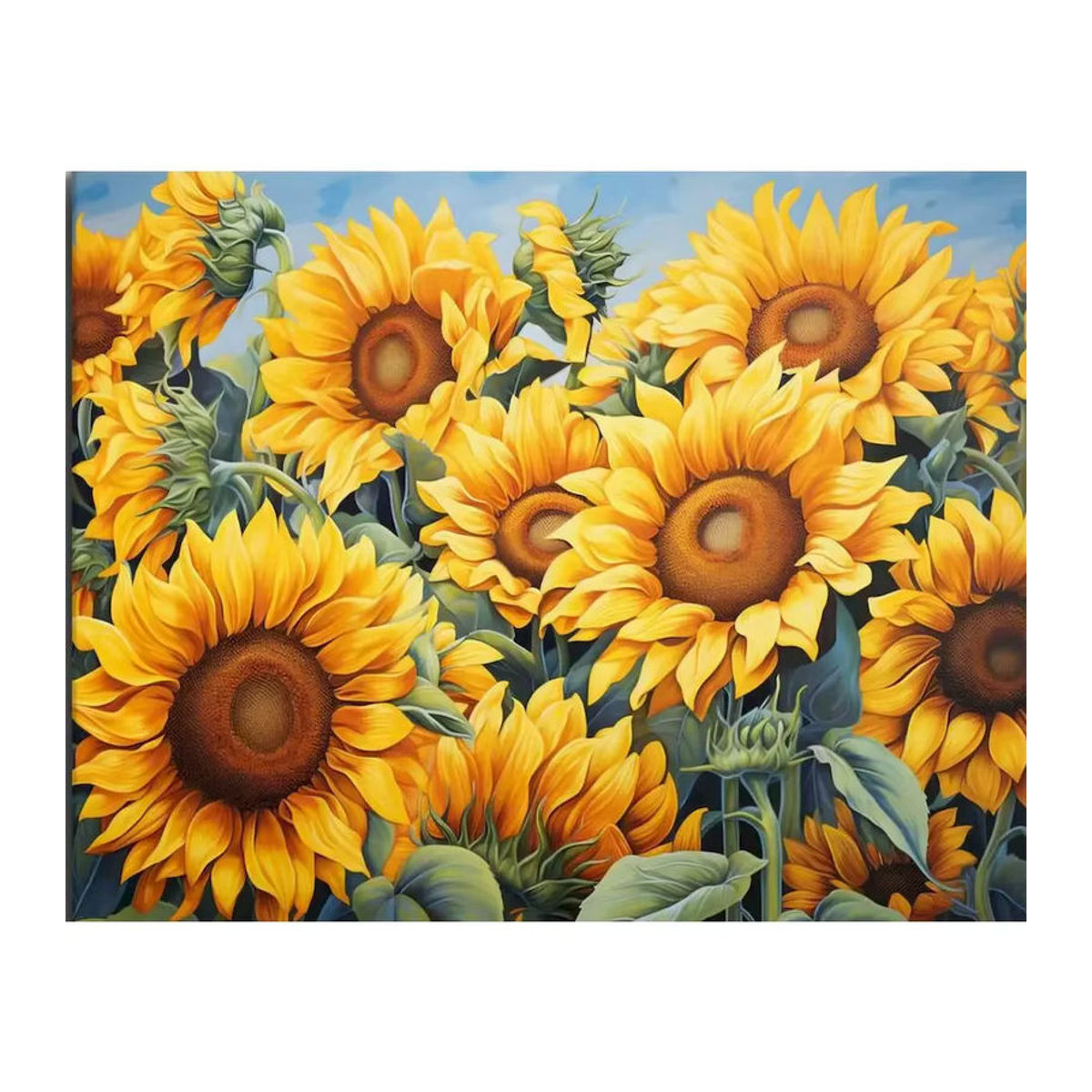 RUOPOTY Malen nach Zahlen Set Sonnenblumen mit Rahmen, DIY Handwerk Kit in Gelb, B: 40 cm x H: 50 cm - Bild 2