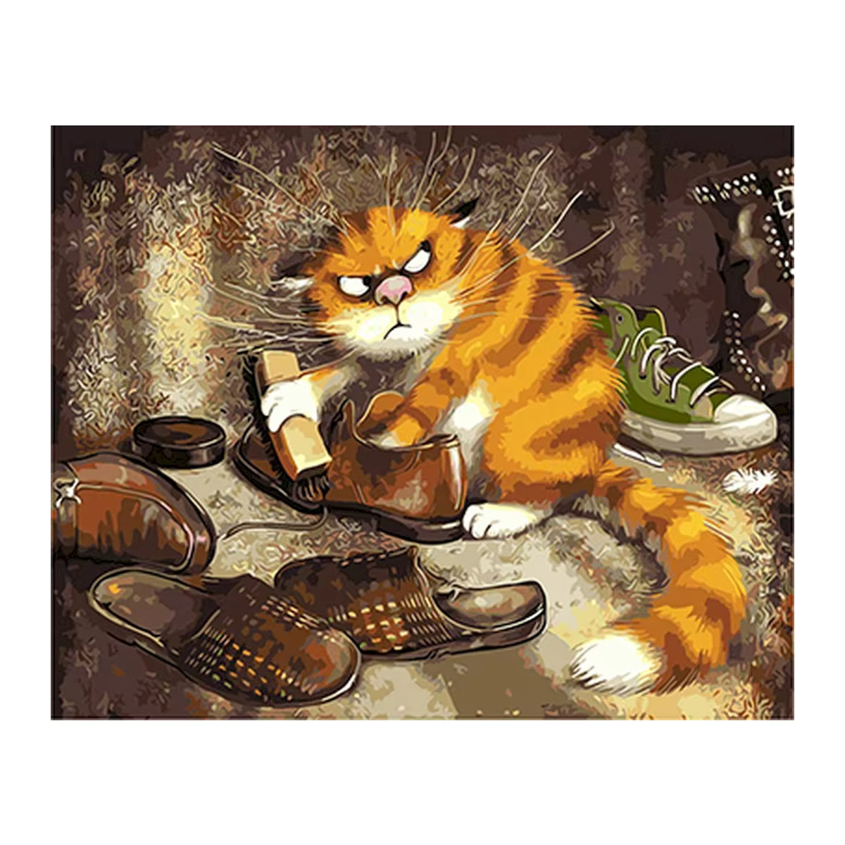 RUOPOTY Malerei nach Zahlen mit Motiv einer Katze, mehrfarbiges Ölgemälde auf Leinwand, B x H: 40 x 50 cm - Bild 2